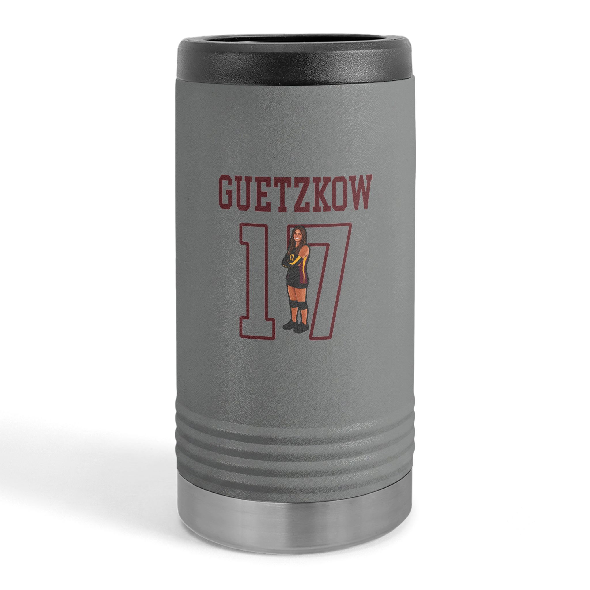 Slim Stainless Can Cooler — character_shirsey in Grey