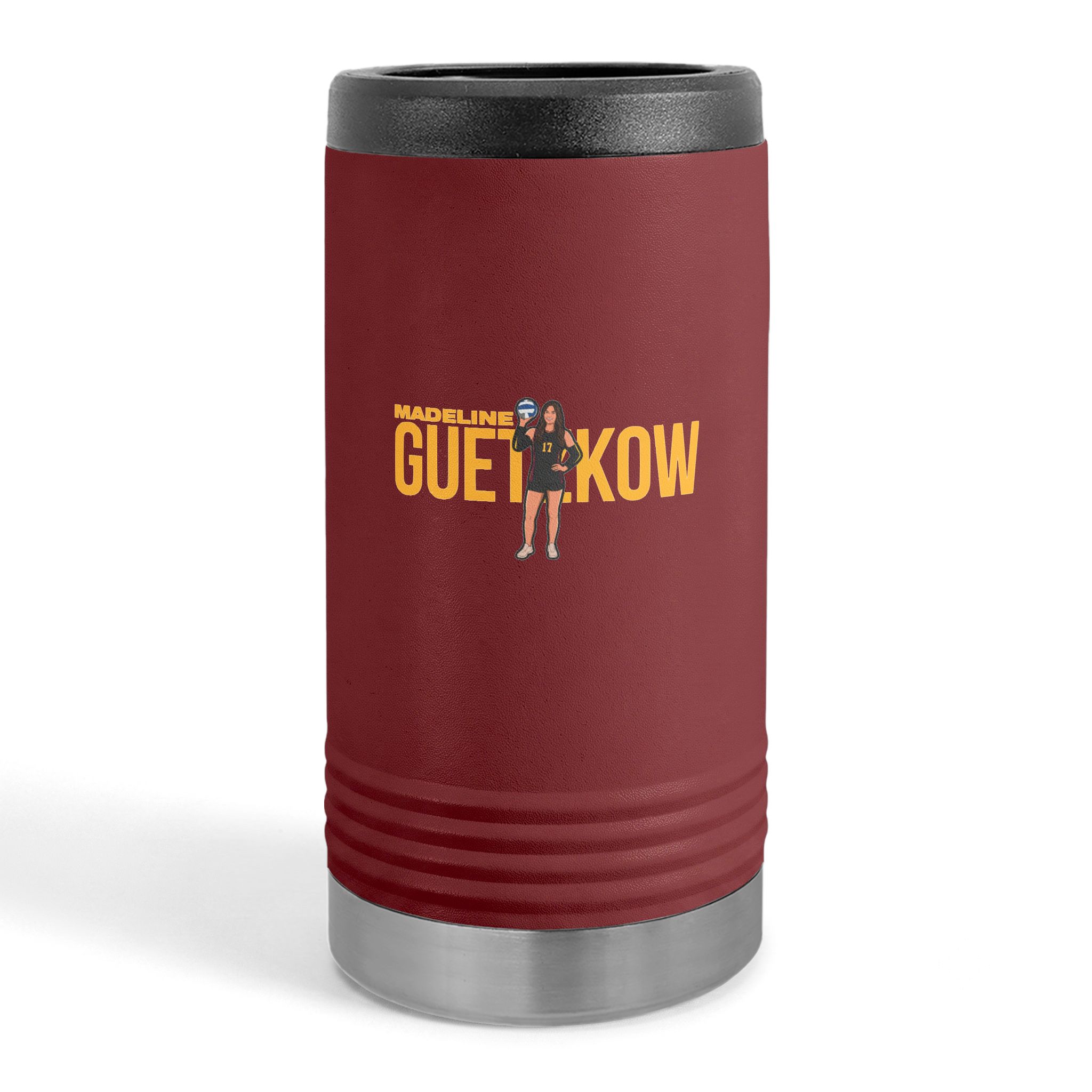 Slim Stainless Can Cooler — character_player_name in Maroon