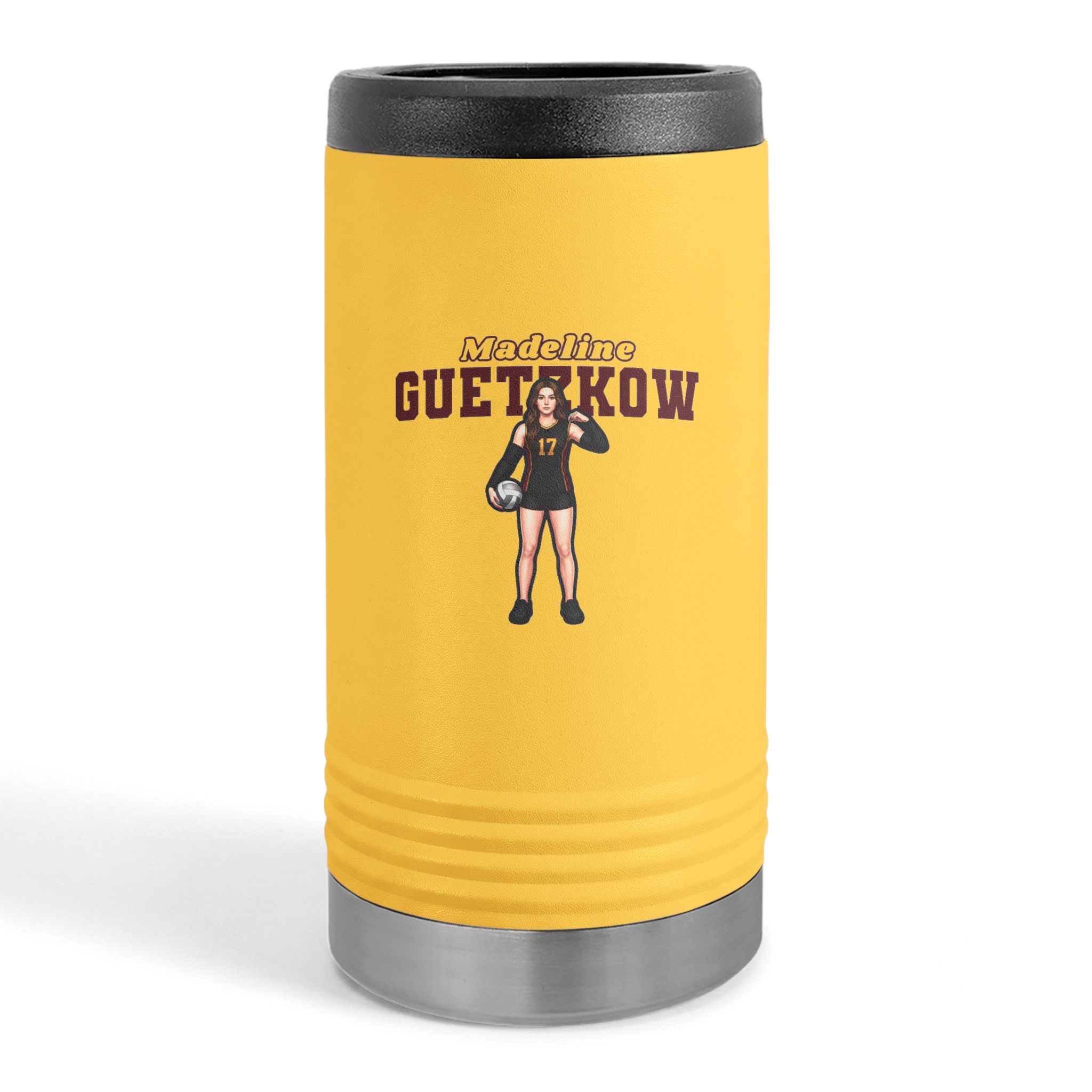 Slim Stainless Can Cooler — character_name_arch in Yellow