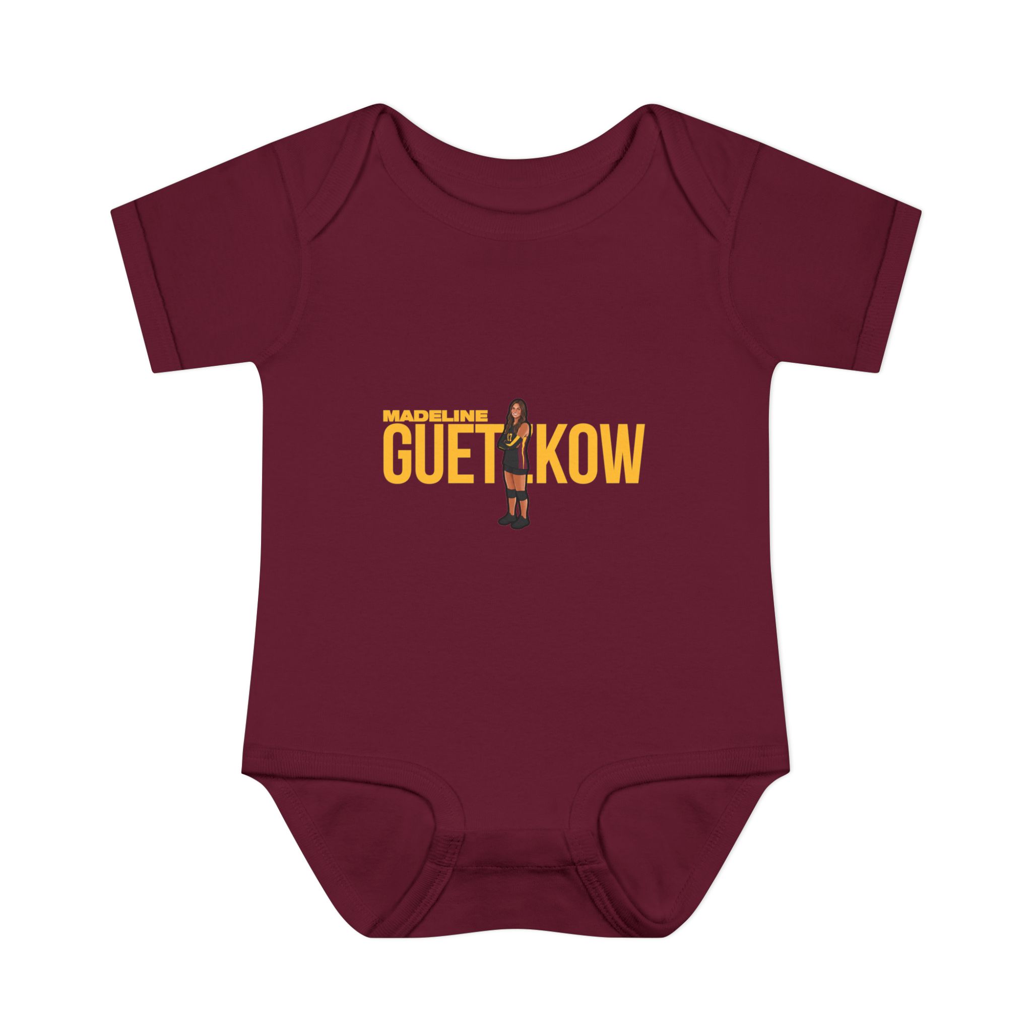 Baby Onesie — character_player_name in Maroon