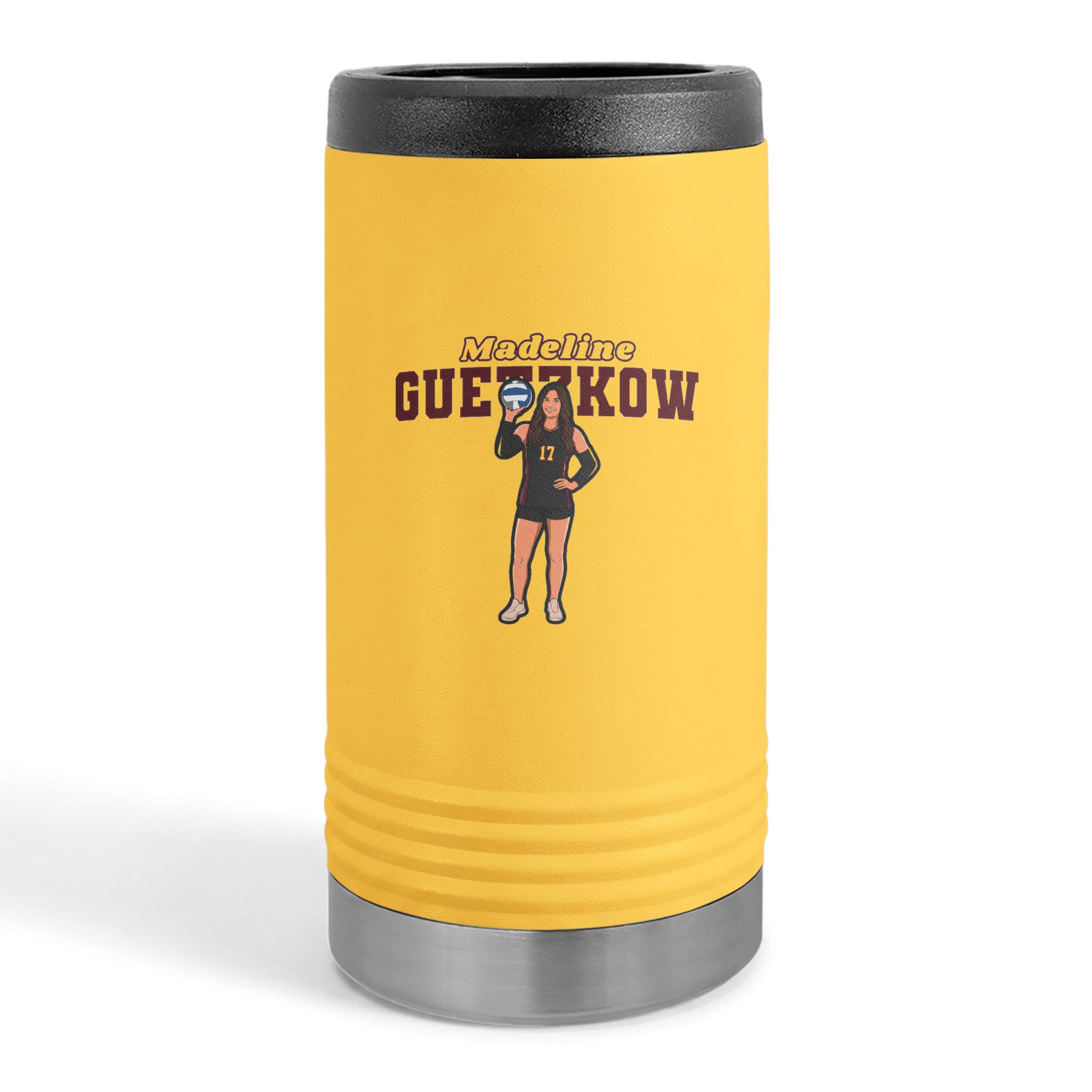 Slim Stainless Can Cooler — character_name_arch in Yellow