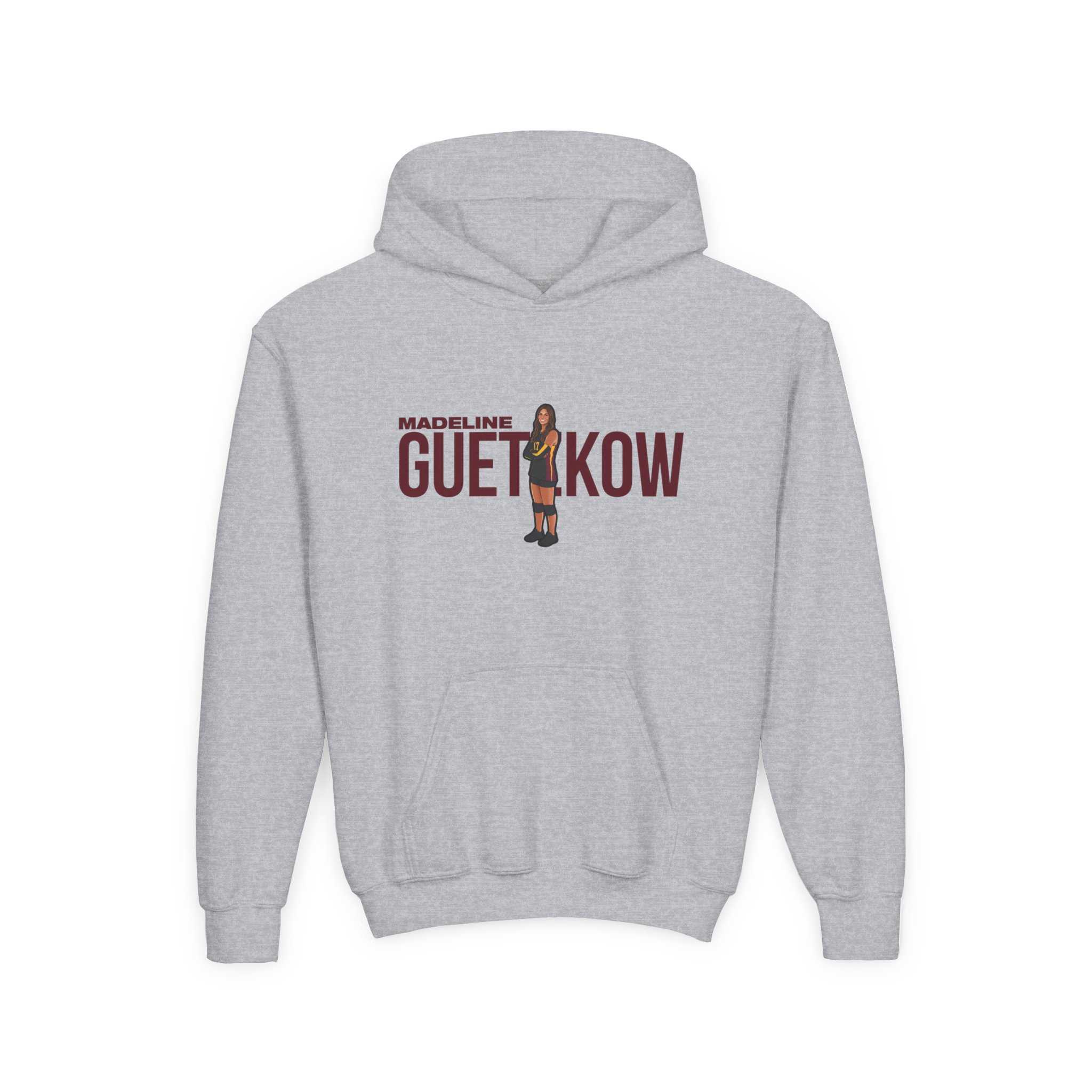 Youth Hoodie — character_player_name in Grey