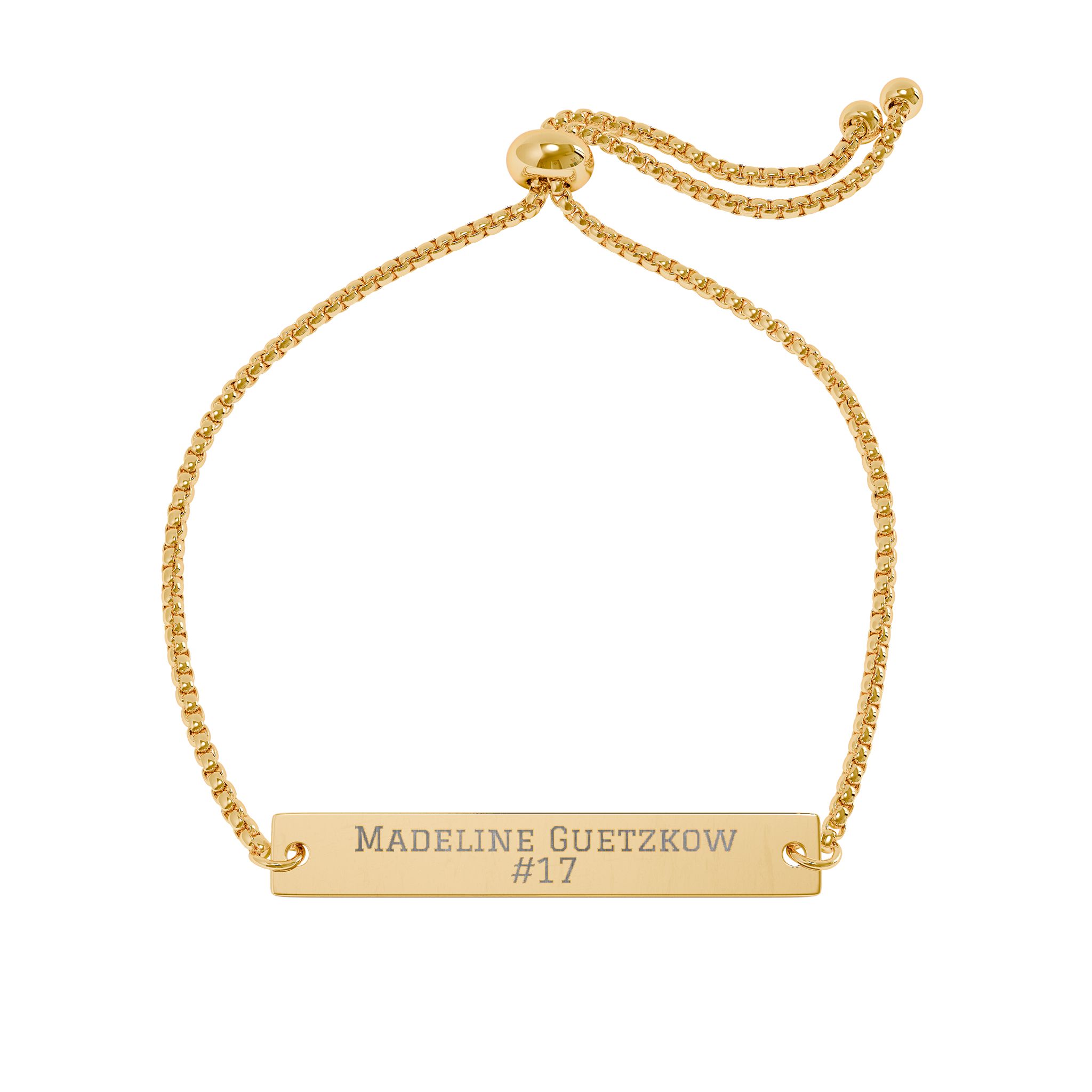 Engraved Bar Bracelet — Name & Number in Gold