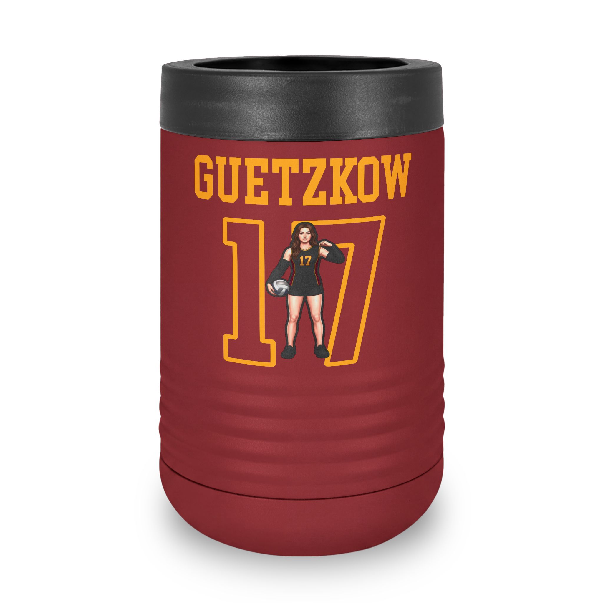 Stainless Can Cooler — character_shirsey in Maroon