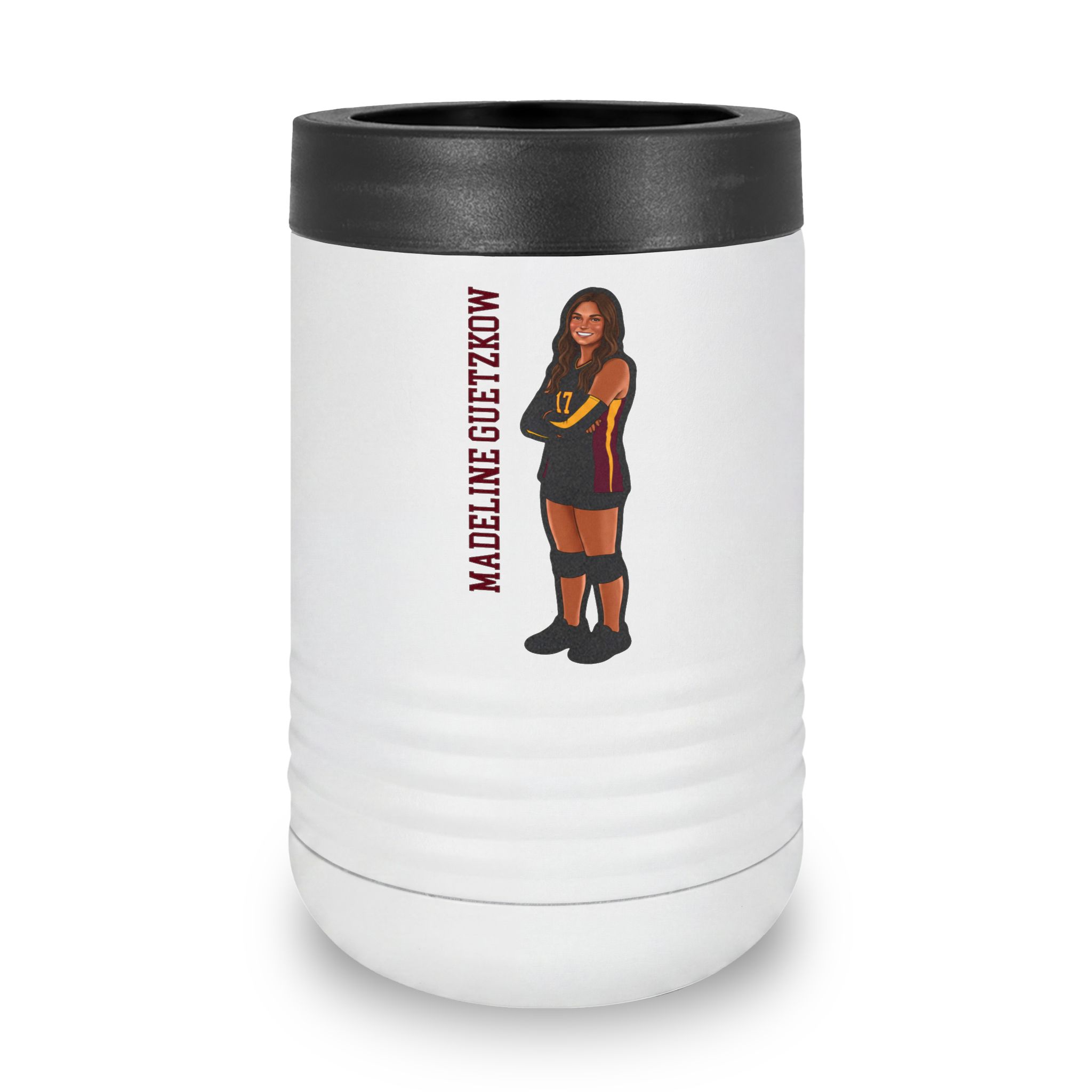 Stainless Can Cooler — character_name_vertical in White