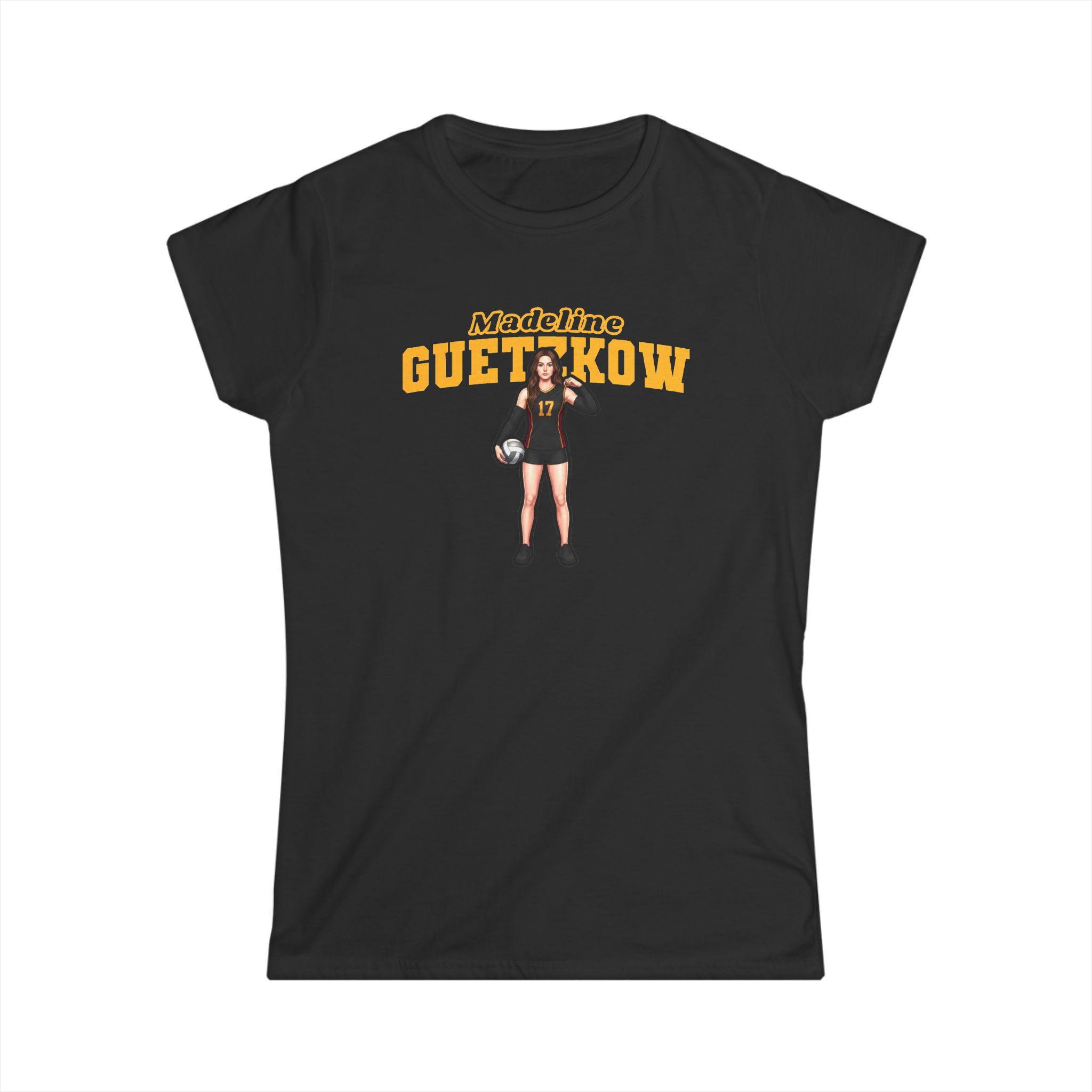 Women's Softstyle Tee — character_name_arch in Black