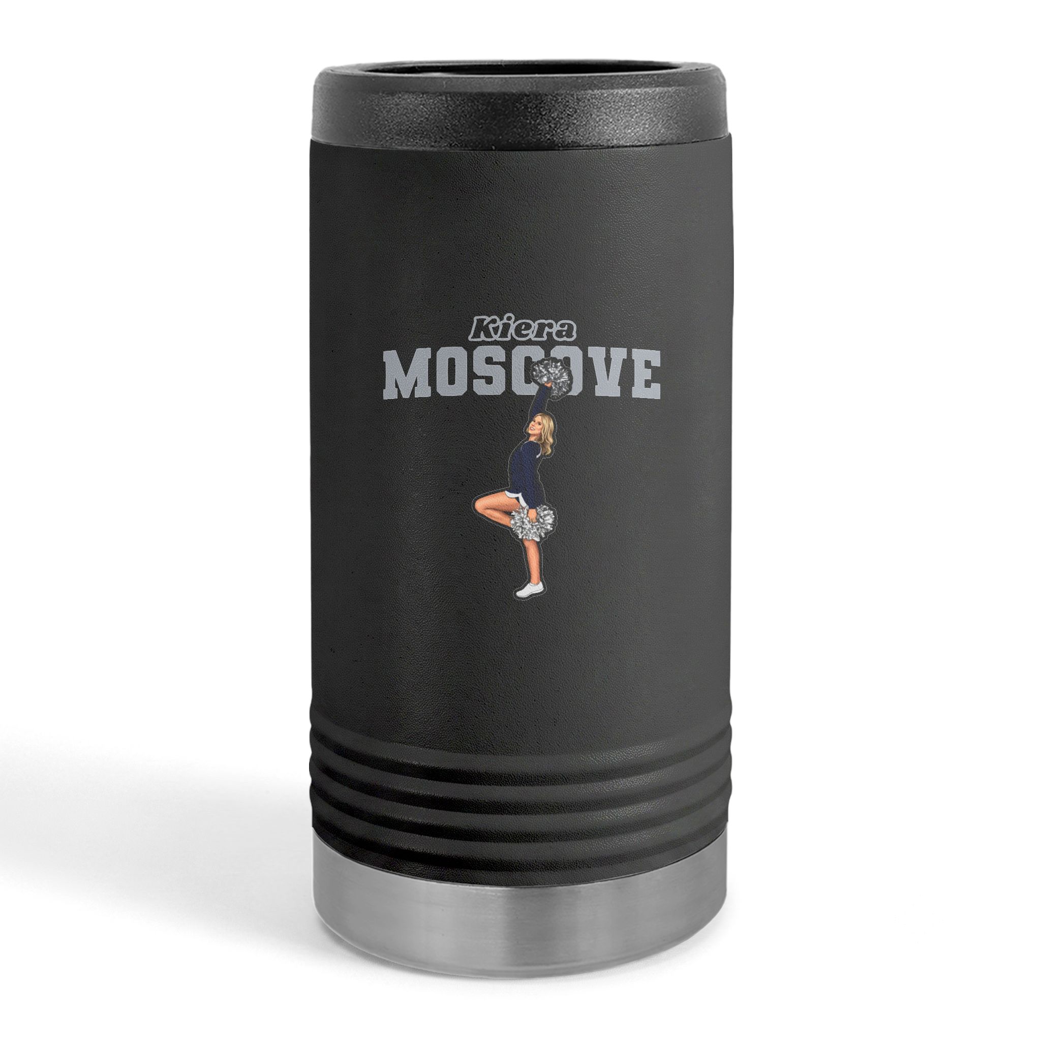 Slim Stainless Can Cooler — character_name_arch in Black