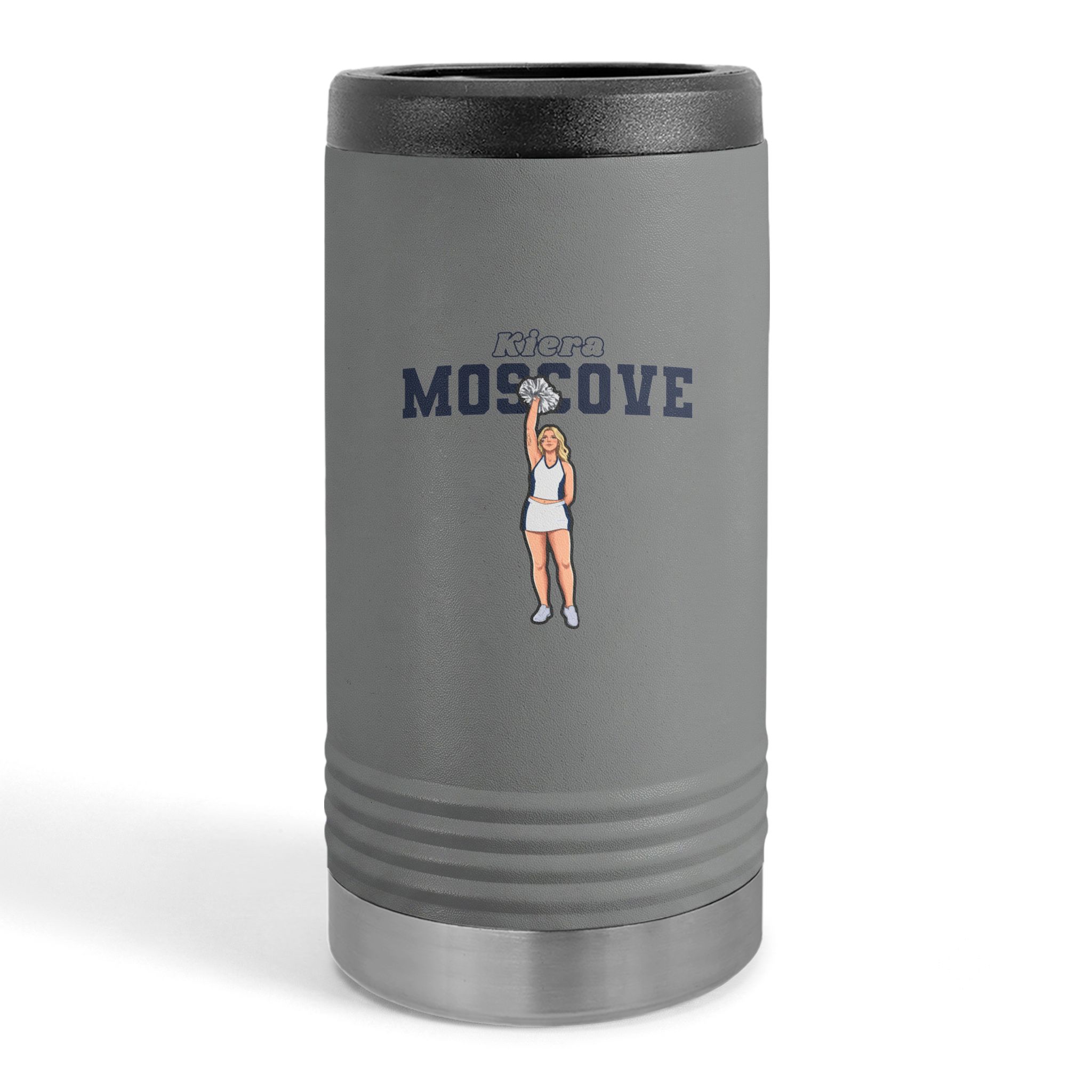Slim Stainless Can Cooler — character_name_arch in Grey