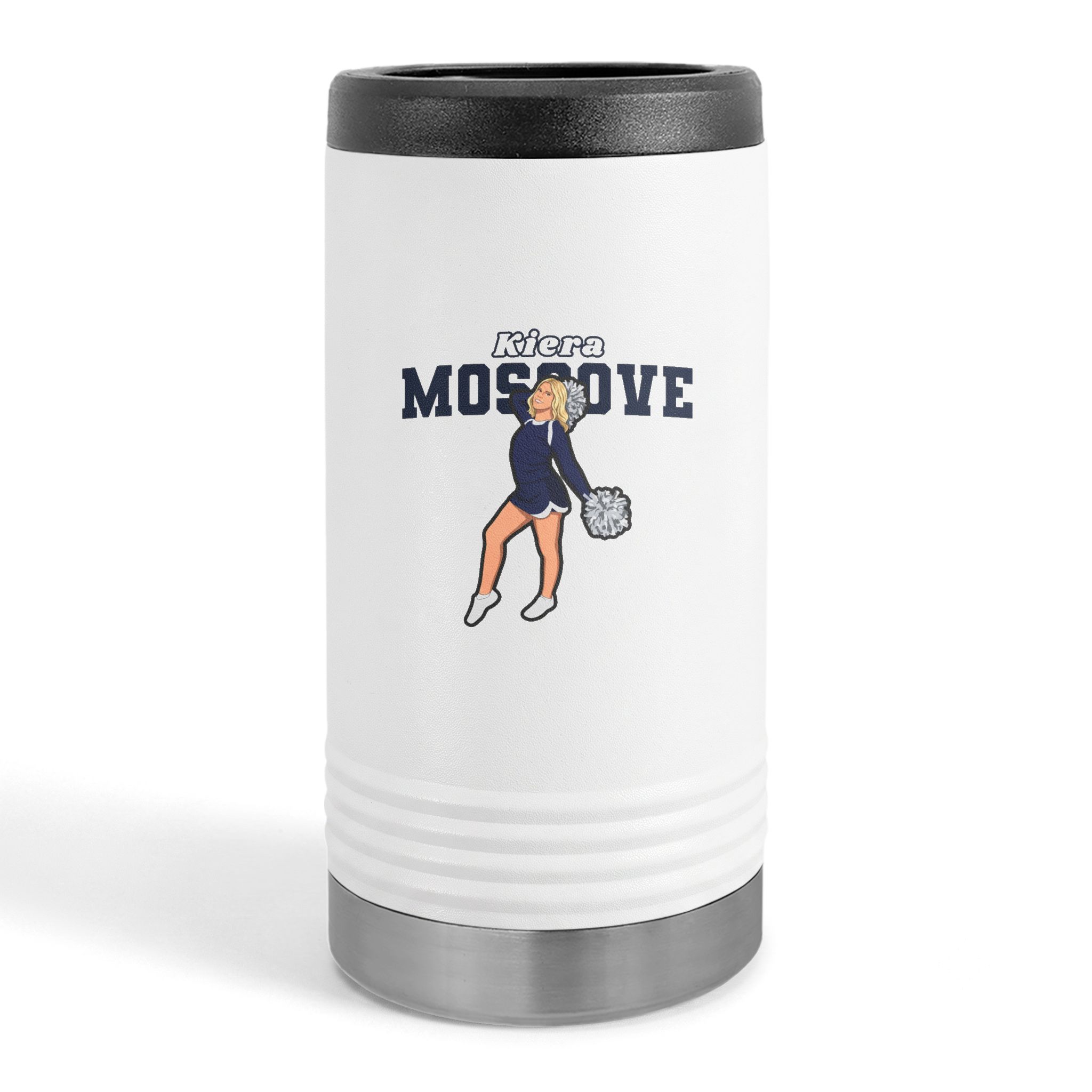 Slim Stainless Can Cooler — character_name_arch in White