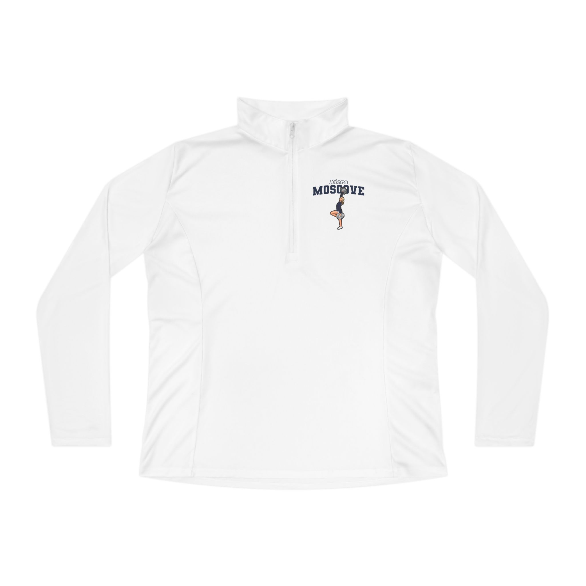 Women's Q-Zip Pullover — character_name_arch in White