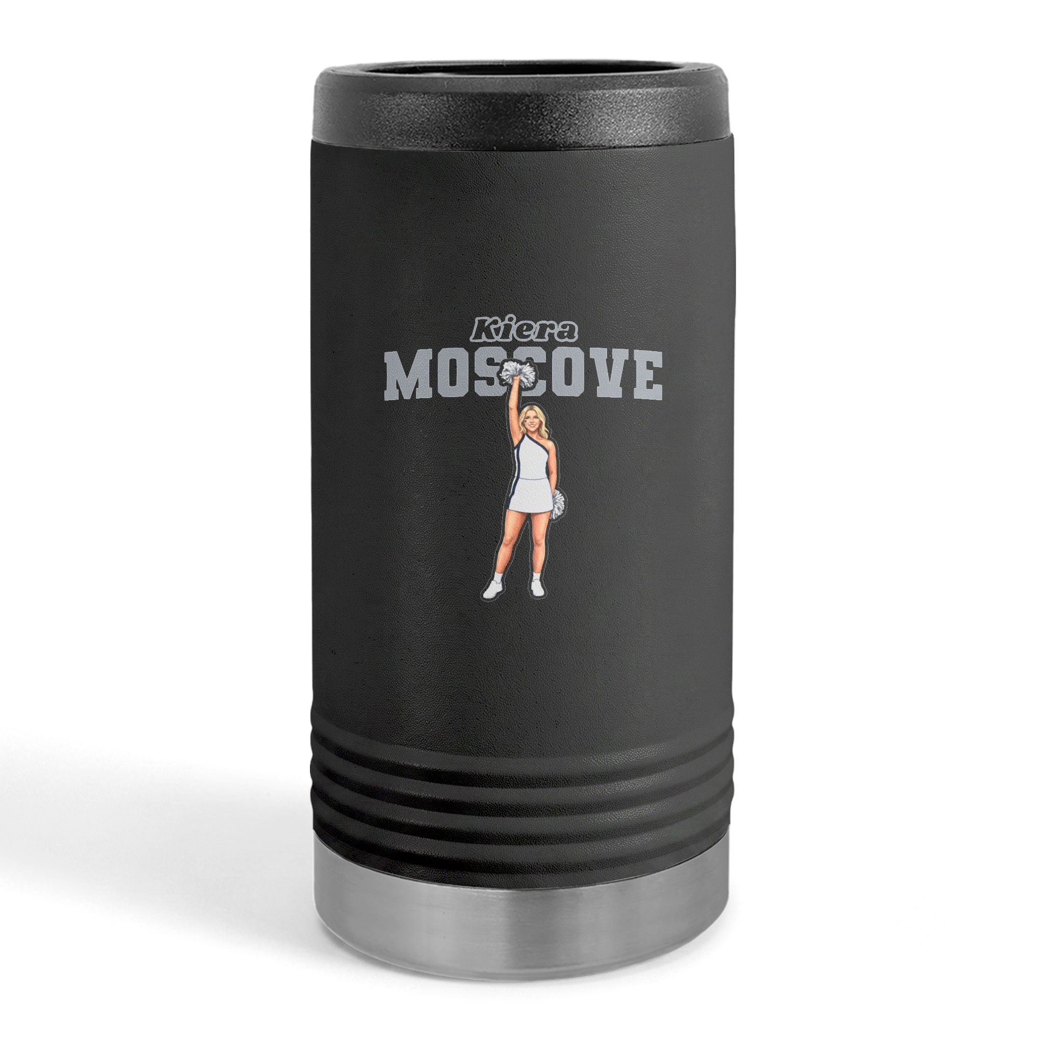 Slim Stainless Can Cooler — character_name_arch in Black