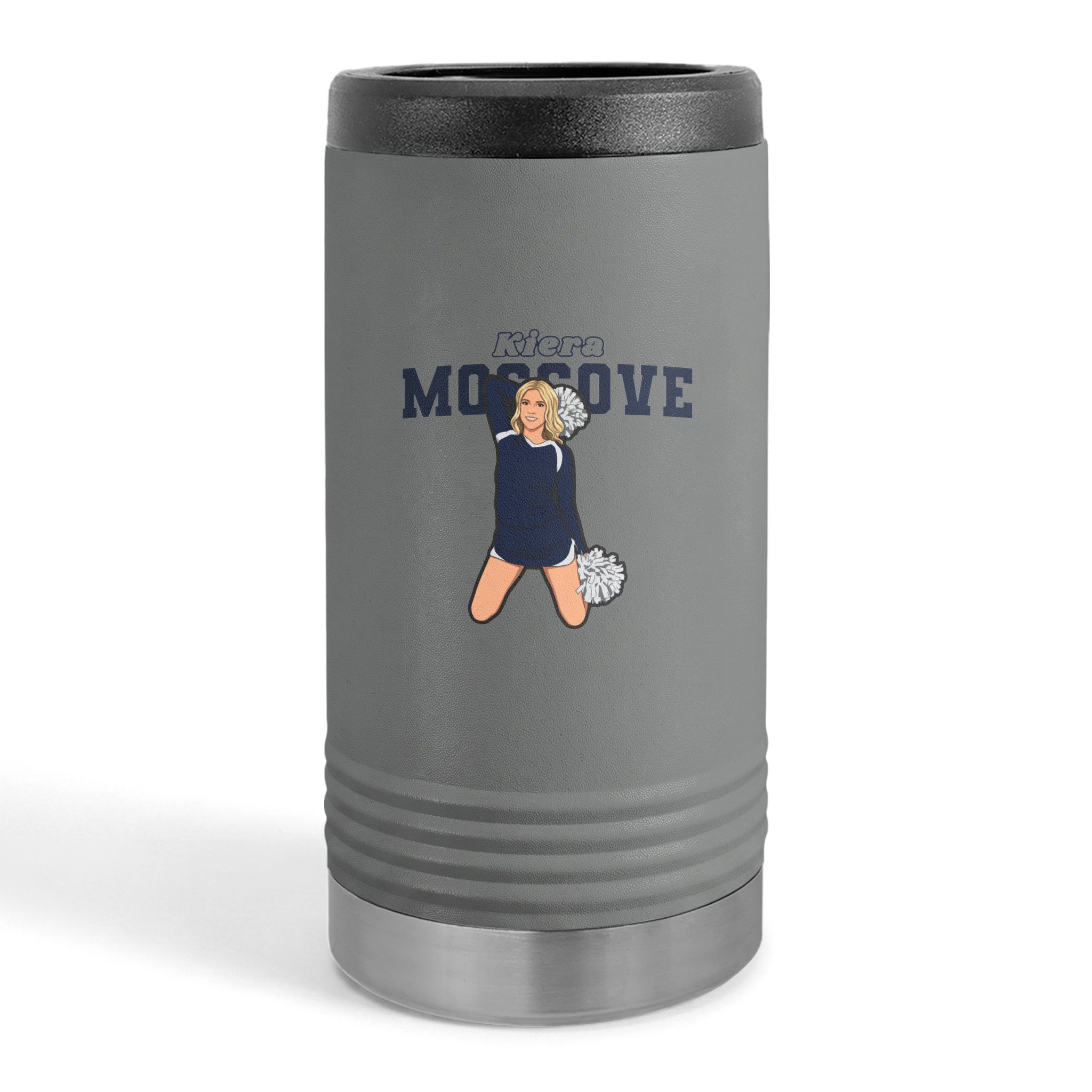 Slim Stainless Can Cooler — character_name_arch in Grey