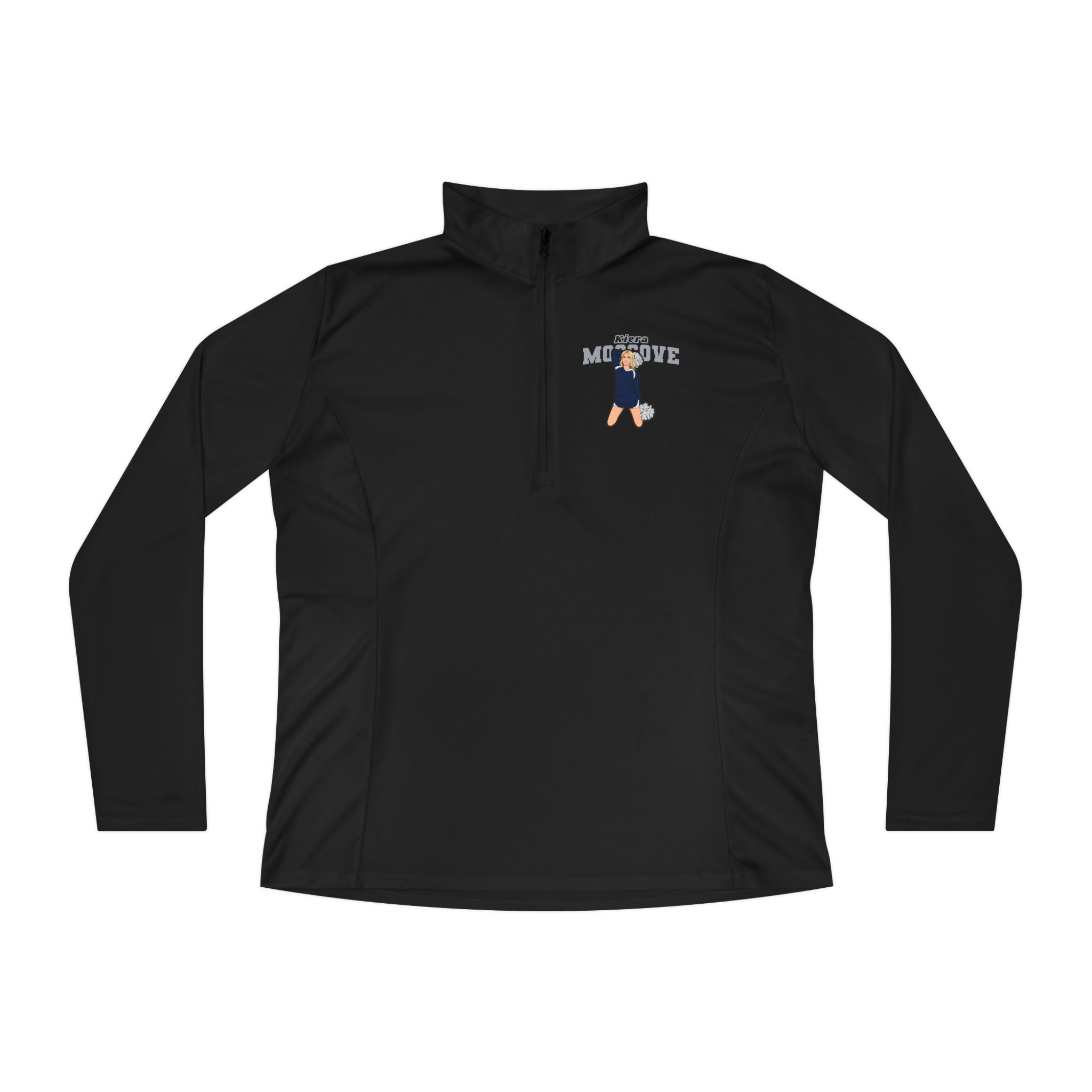 Women's Q-Zip Pullover — character_name_arch in Black