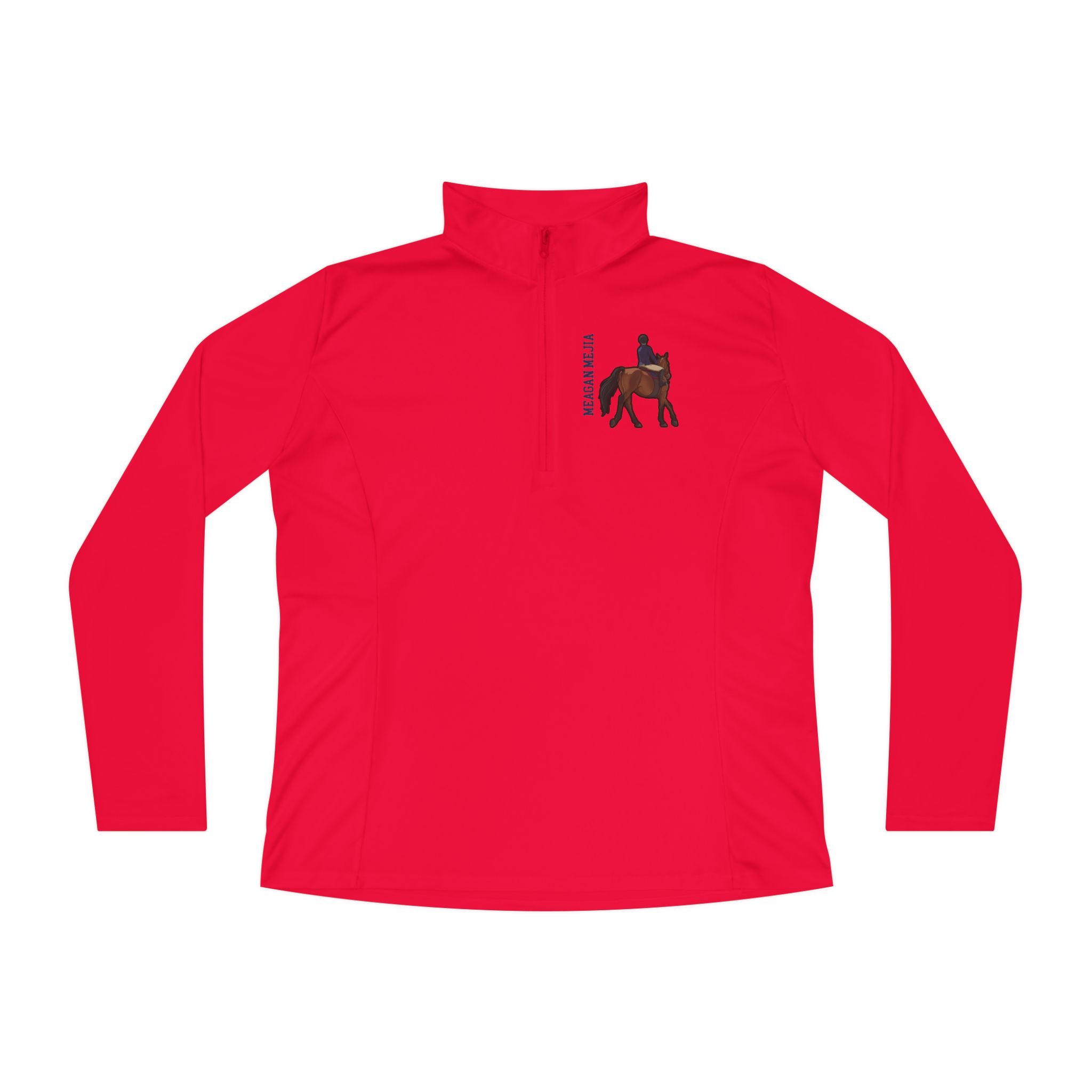 Women's Q-Zip Pullover — character_name_vertical in Red