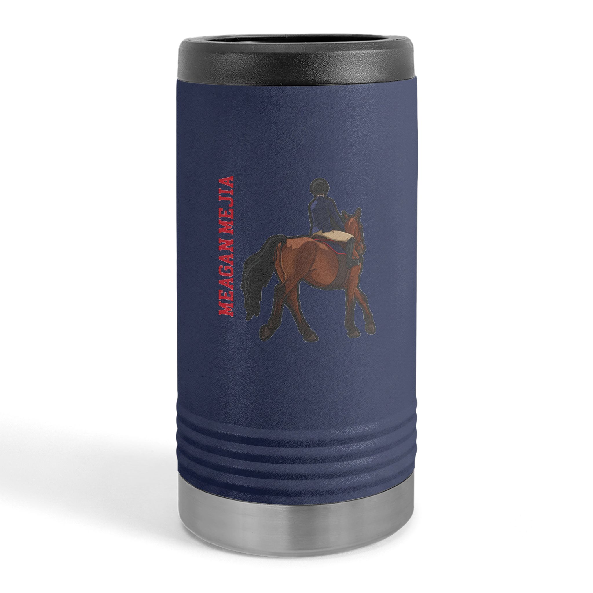 Slim Stainless Can Cooler — character_name_vertical in Navy