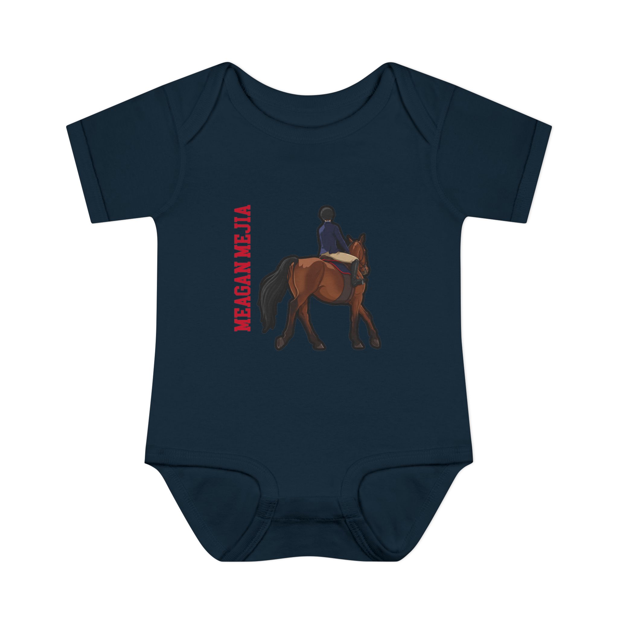 Baby Onesie — character_name_vertical in Navy