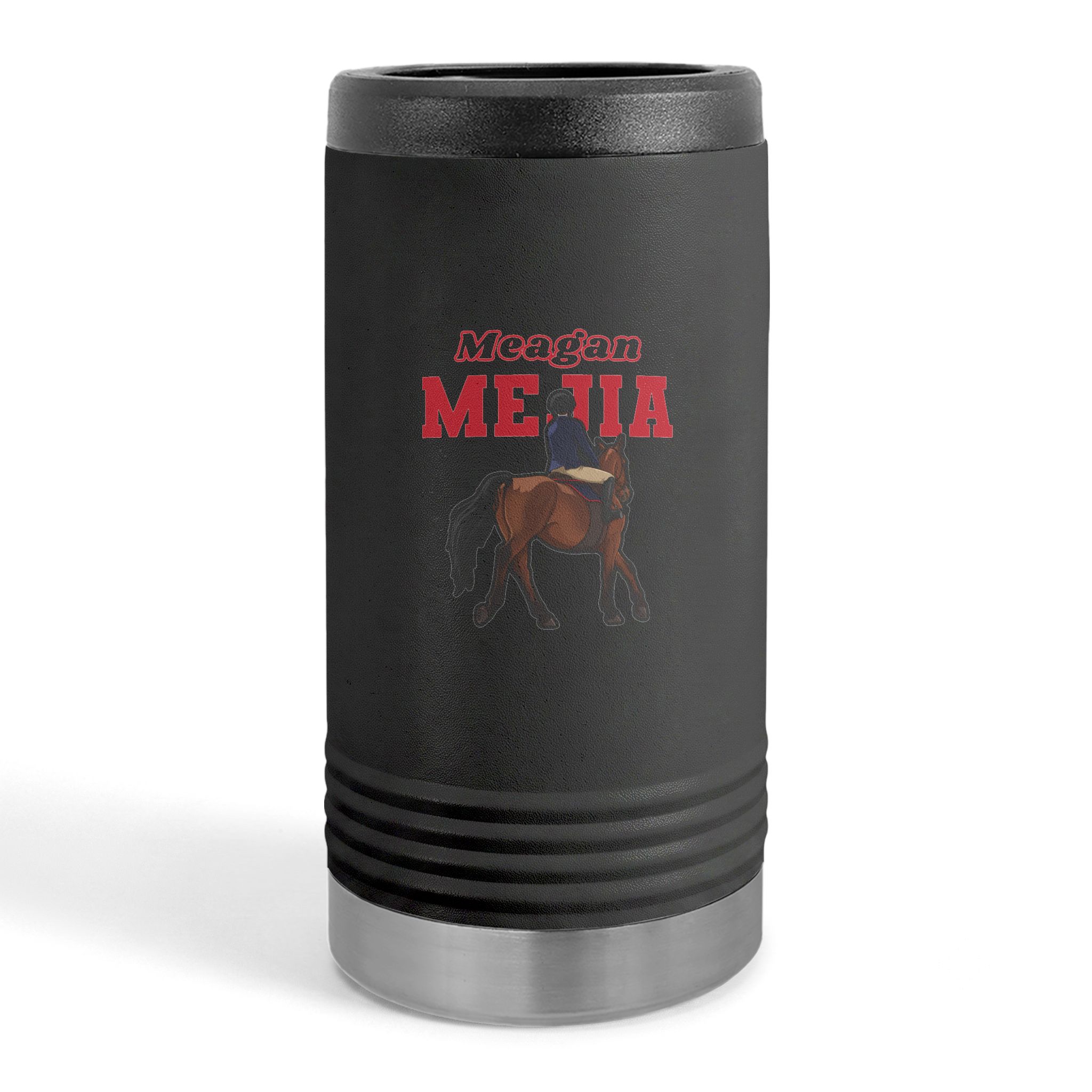 Slim Stainless Can Cooler — character_name_arch in Black
