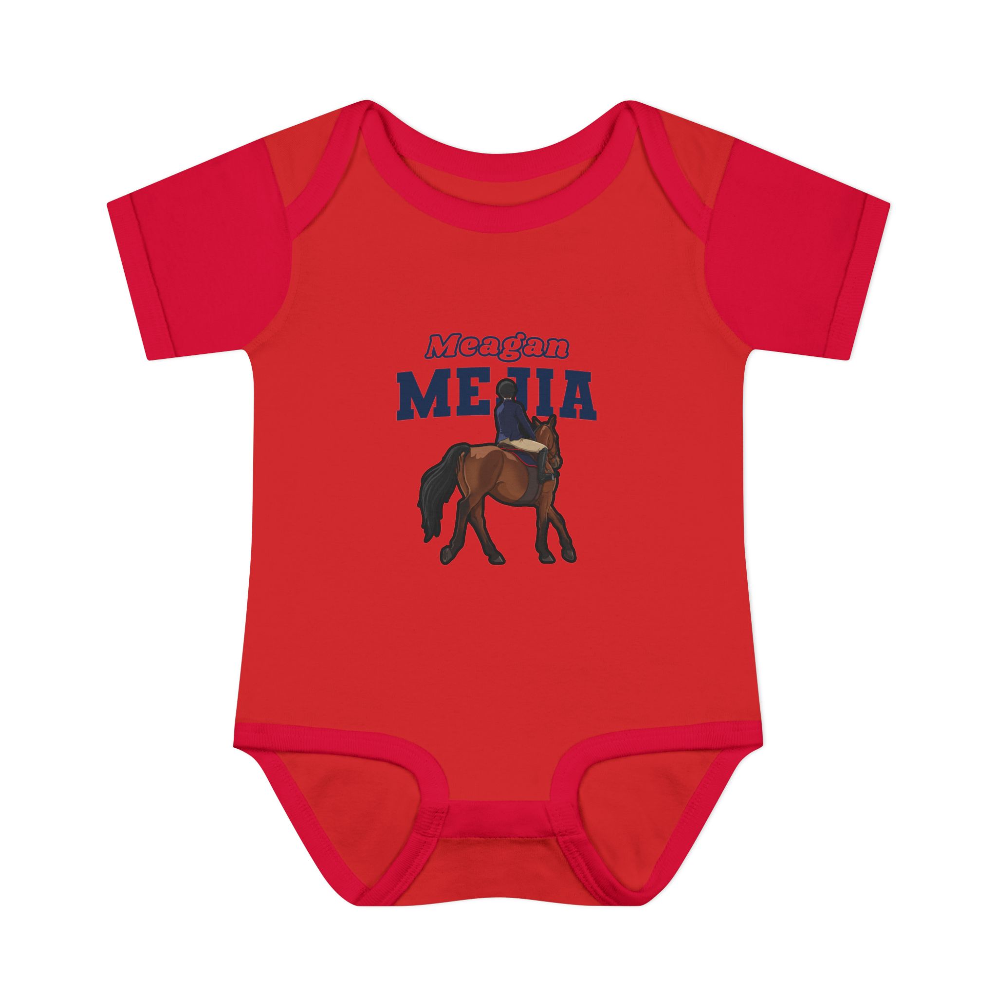 Baby Onesie — character_name_arch in Red