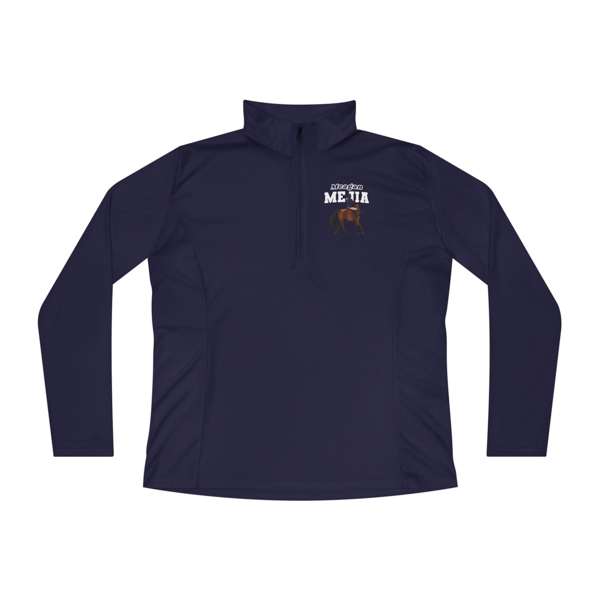 Women's Q-Zip Pullover — character_name_arch in Navy