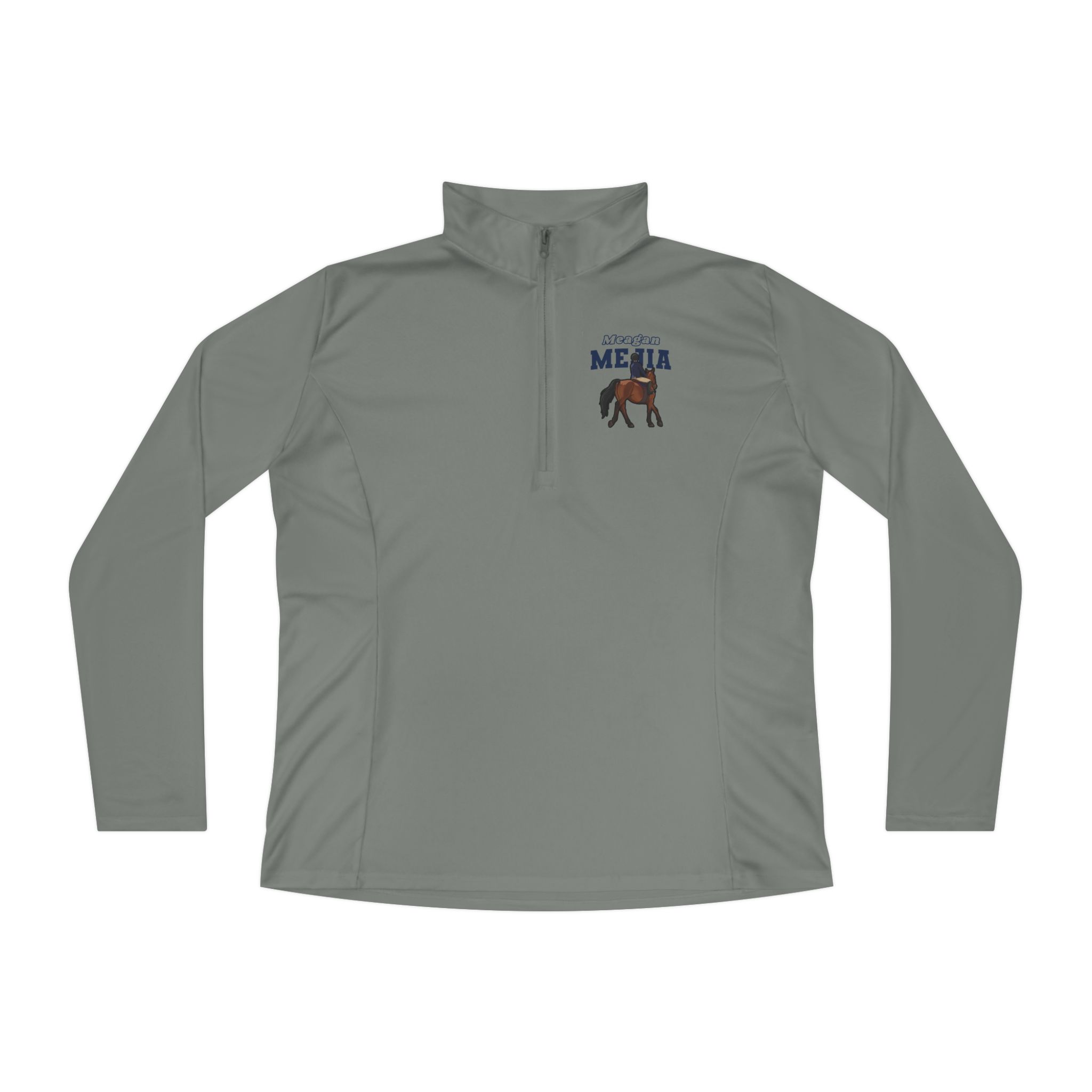 Women's Q-Zip Pullover — character_name_arch in Grey