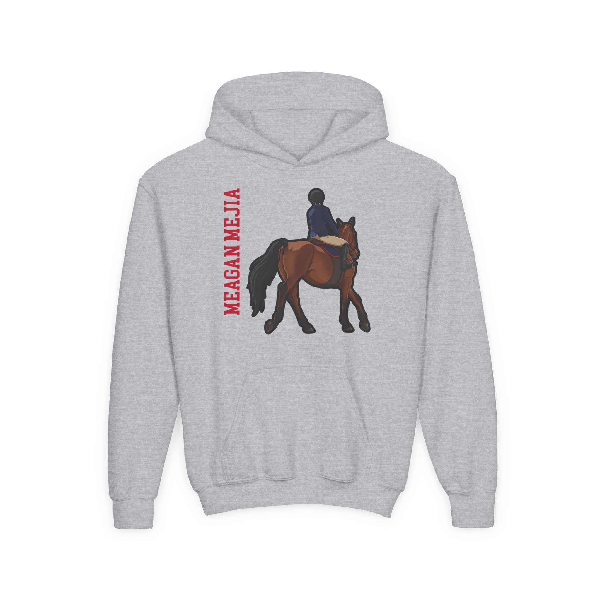 Youth Hoodie — character_name_vertical in Grey
