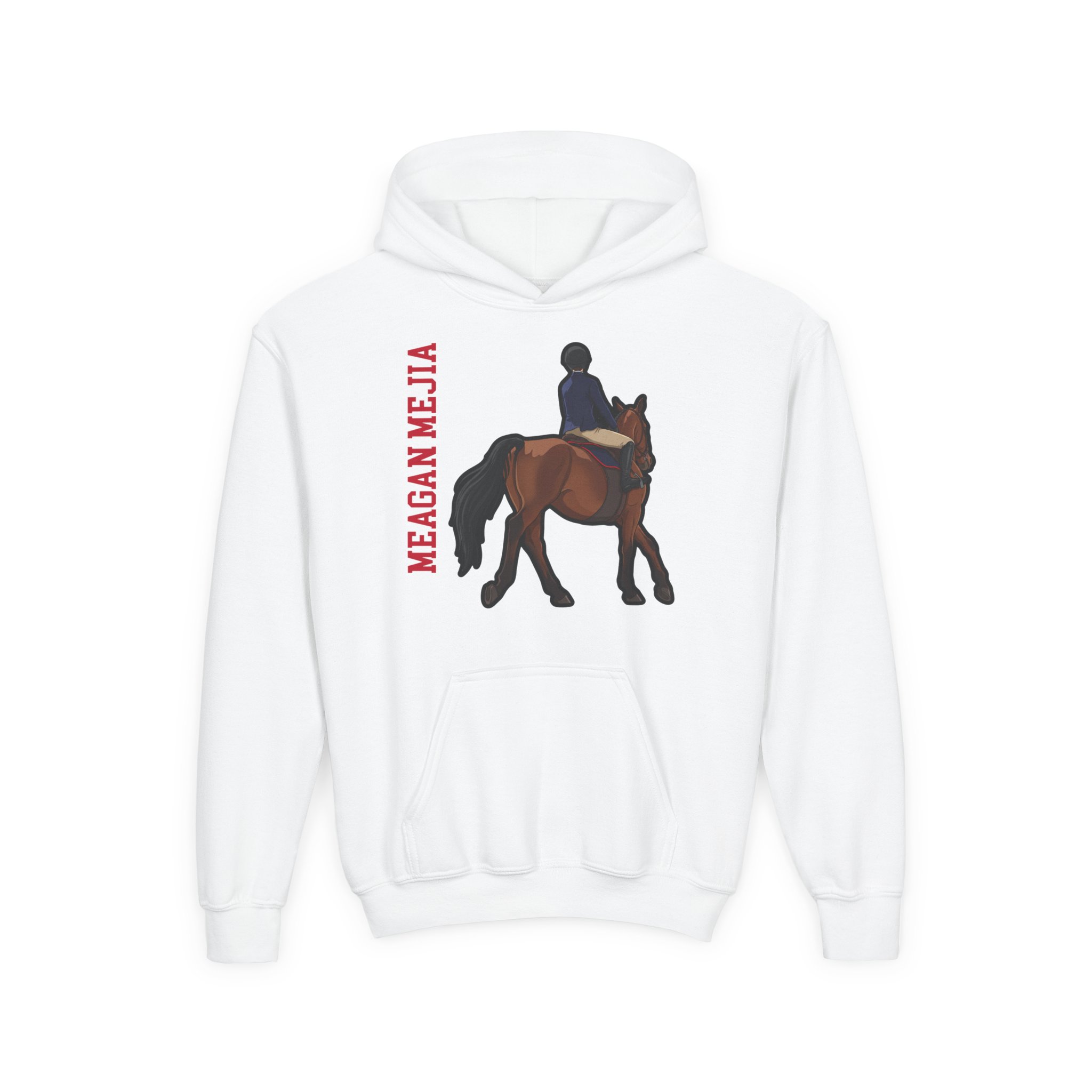 Youth Hoodie — character_name_vertical in White