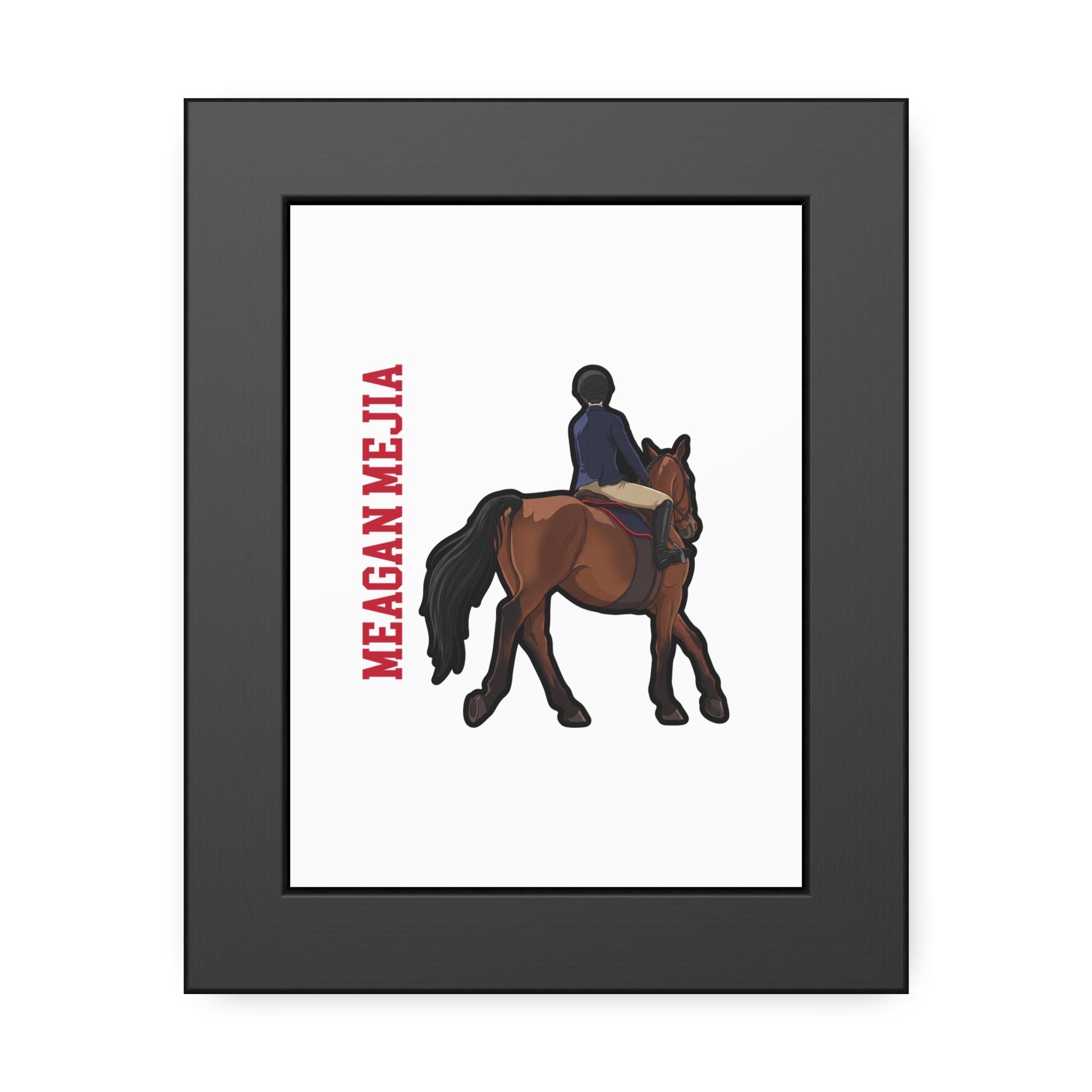 Framed Poster — character_name_vertical in Black
