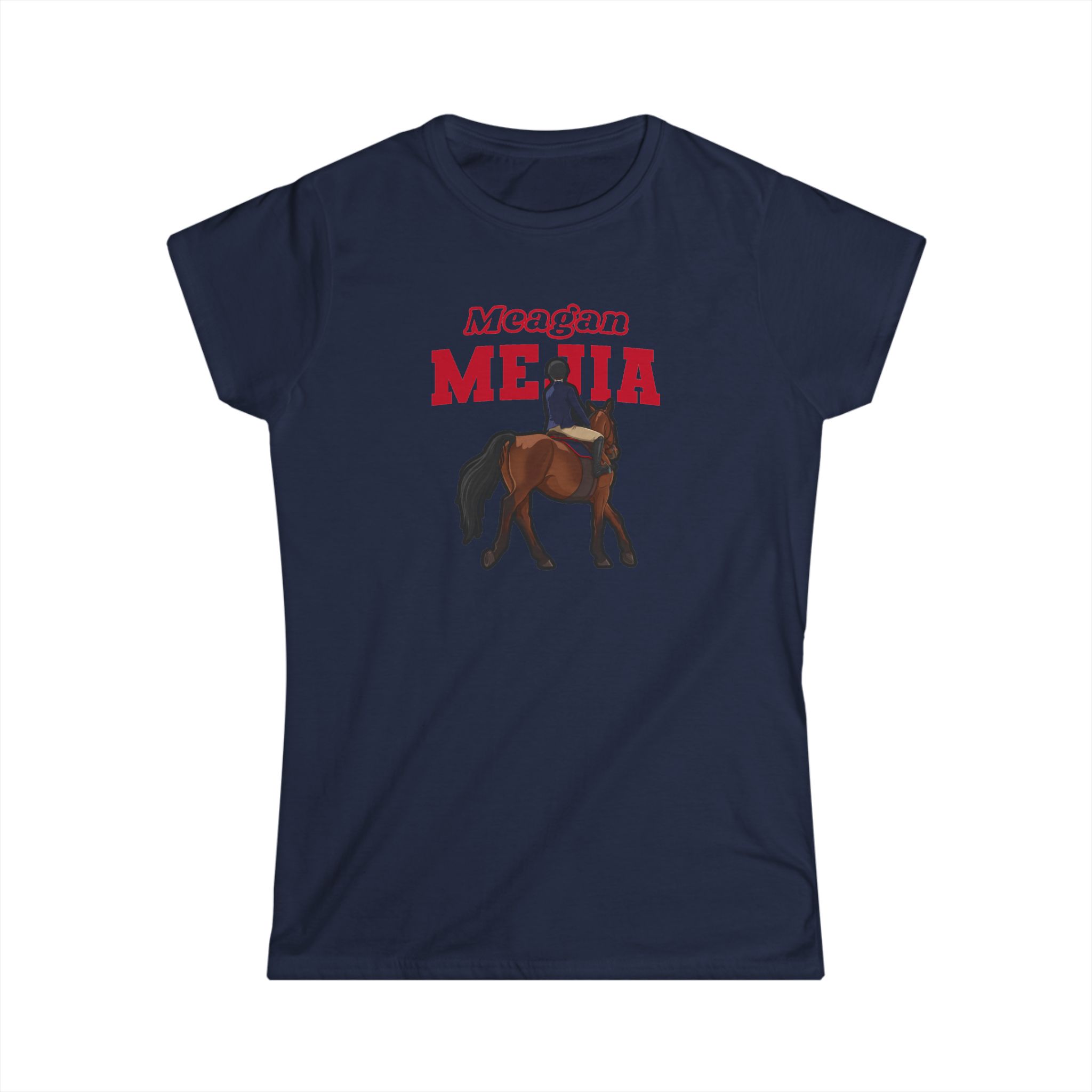 Women's Softstyle Tee — character_name_arch in Navy