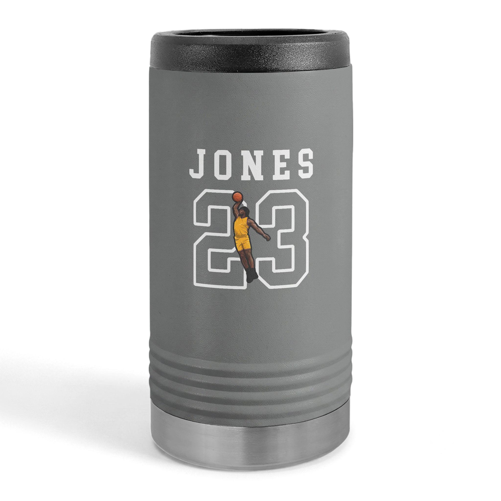 Slim Stainless Can Cooler — character_shirsey in Grey