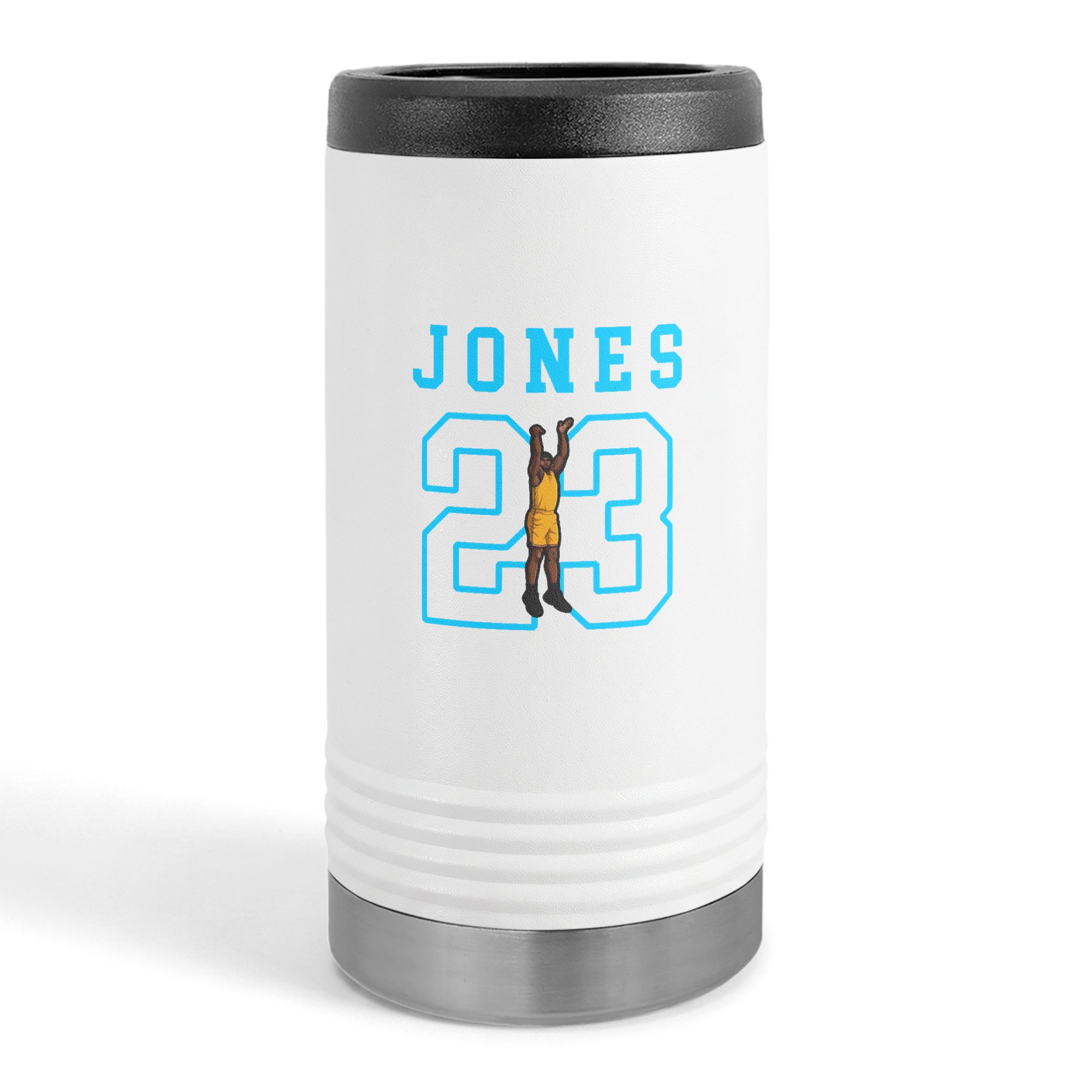 Slim Stainless Can Cooler — character_shirsey in White