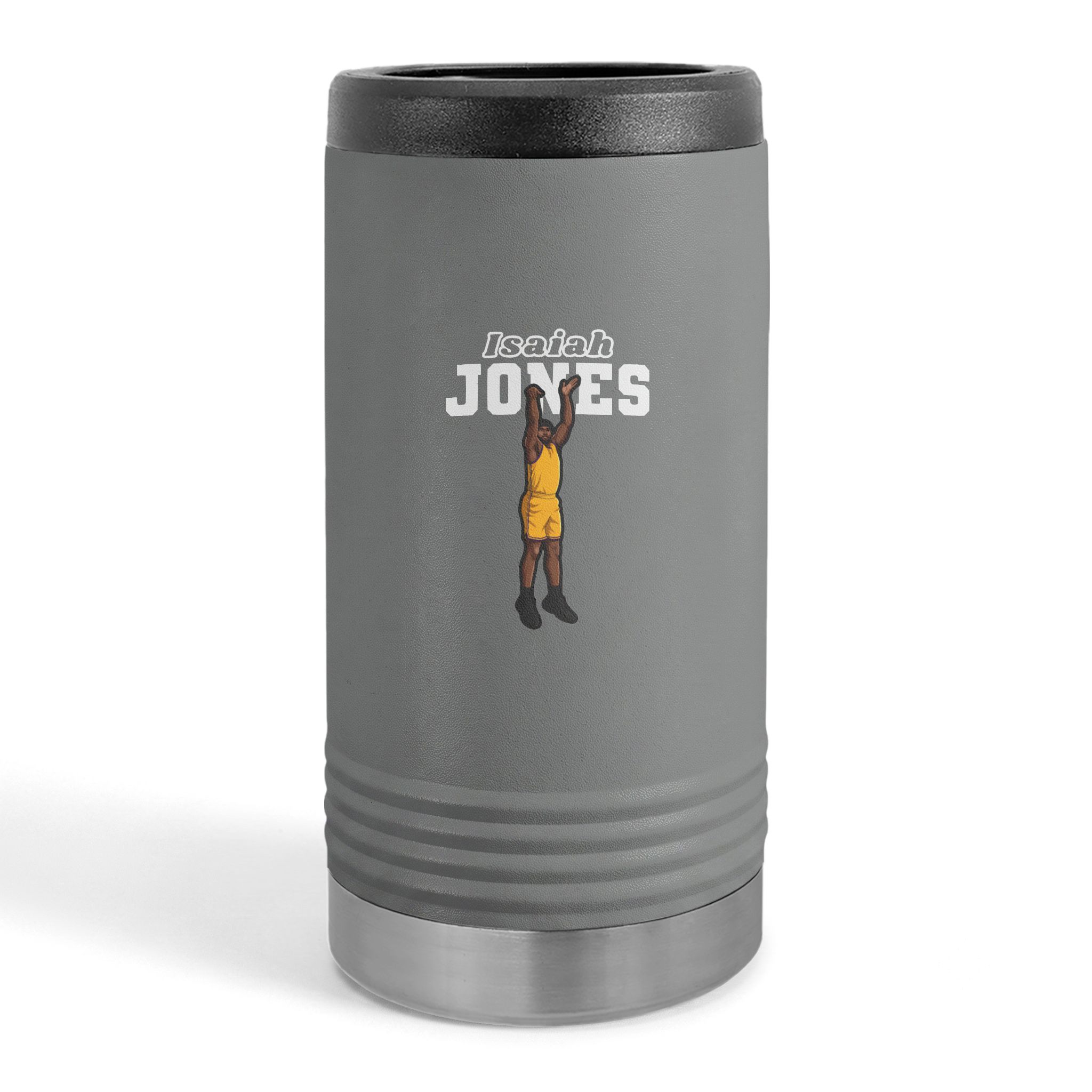 Slim Stainless Can Cooler — character_name_arch in Grey