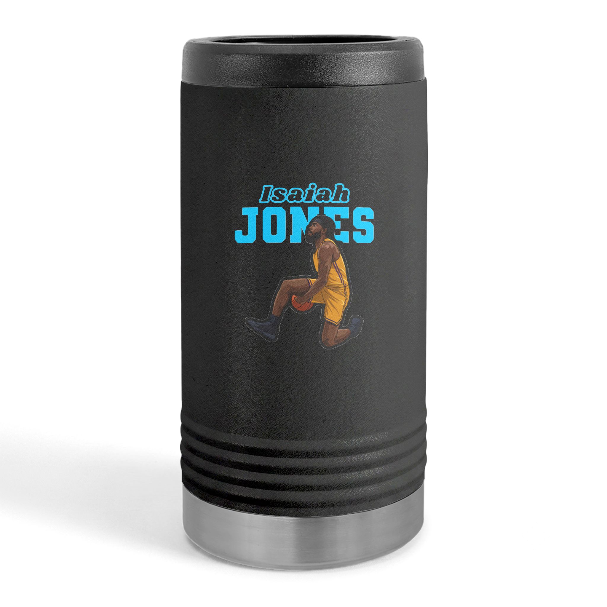 Slim Stainless Can Cooler — character_name_arch in Black