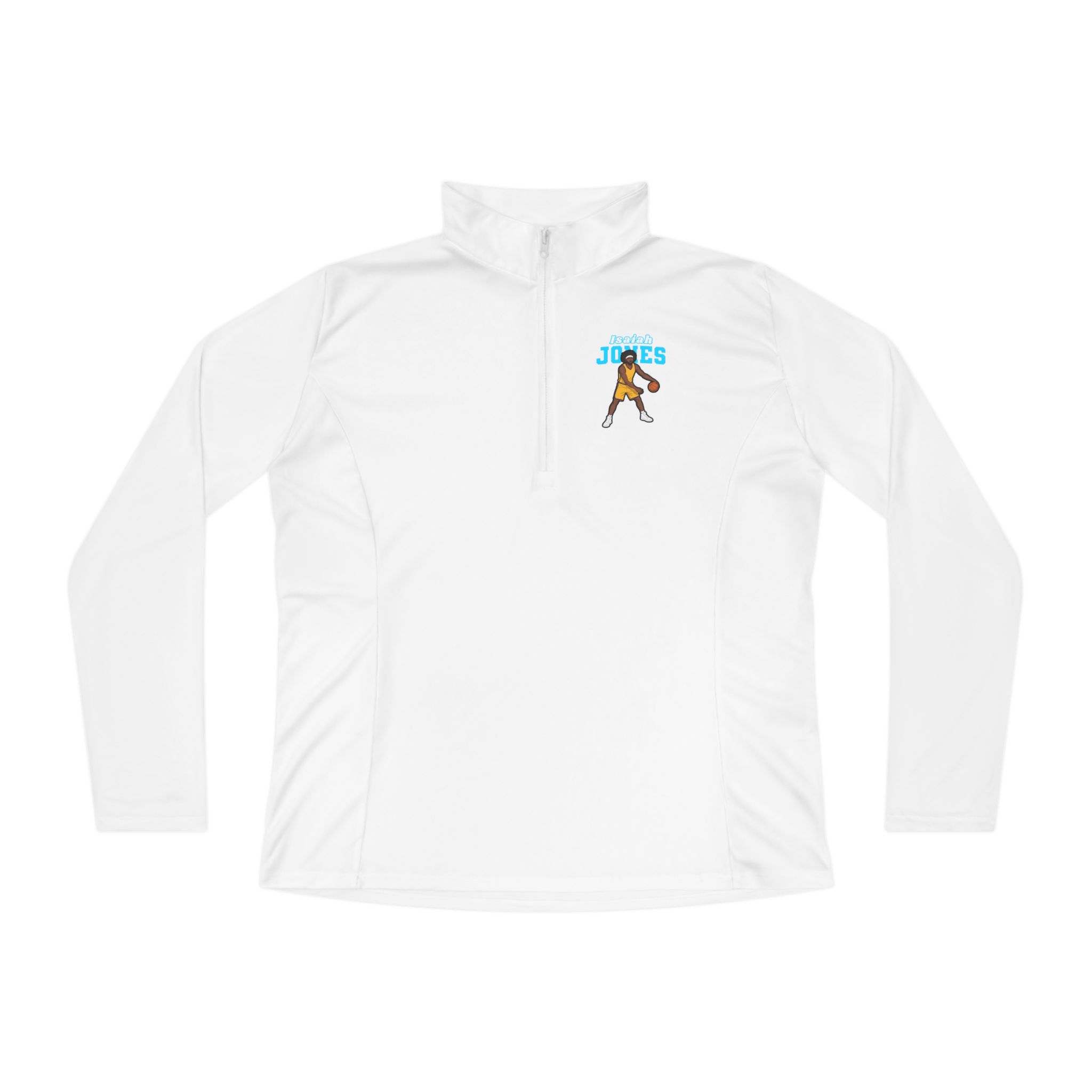 Women's Q-Zip Pullover — character_name_arch in White