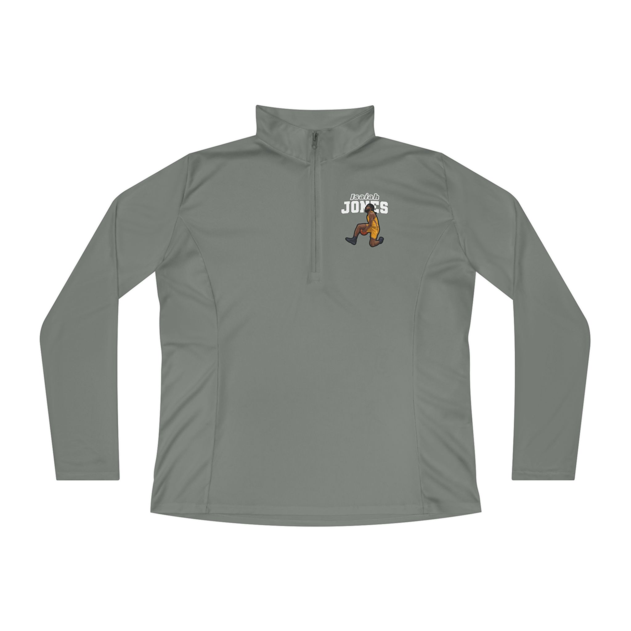 Women's Q-Zip Pullover — character_name_arch in Grey