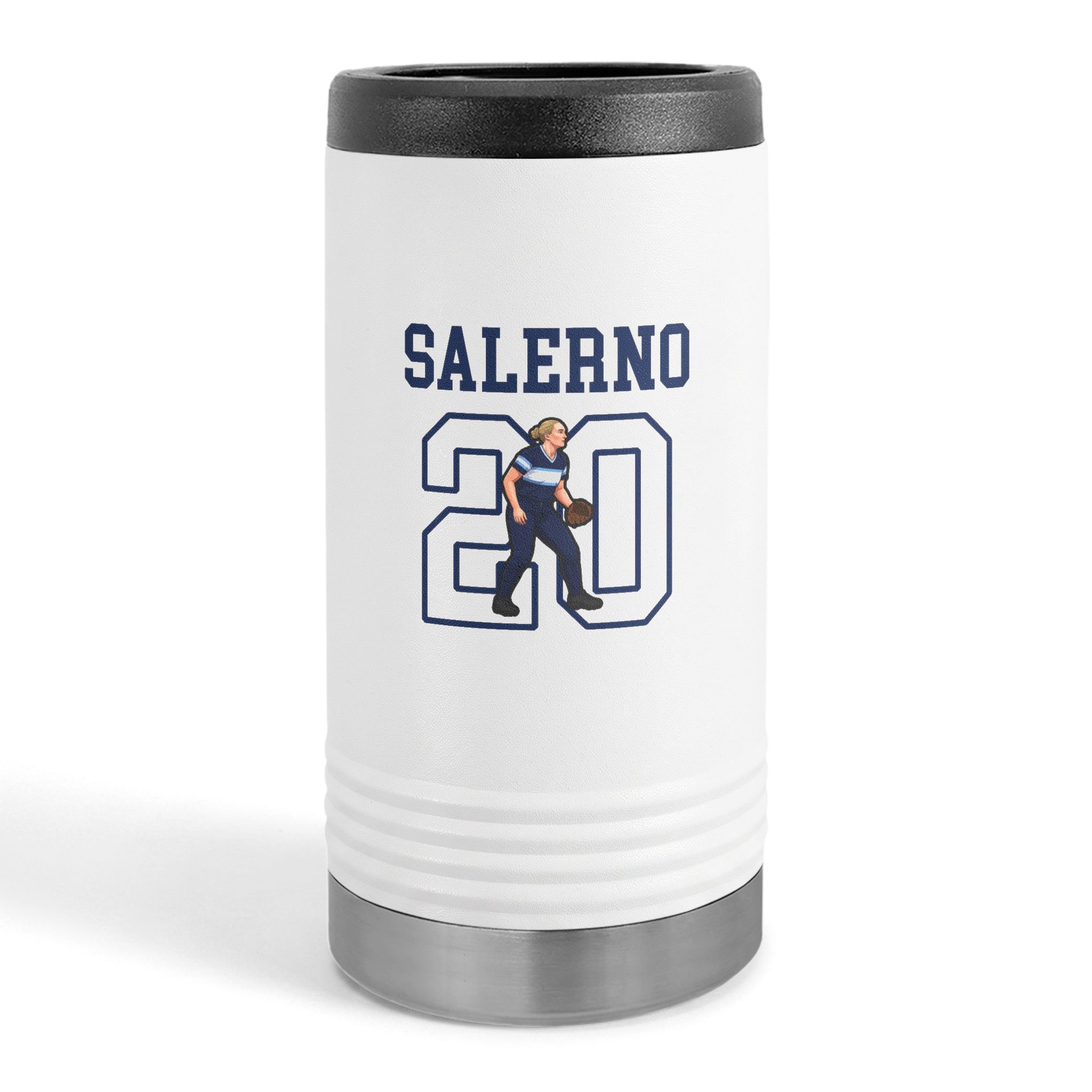 Slim Stainless Can Cooler — character_shirsey in White