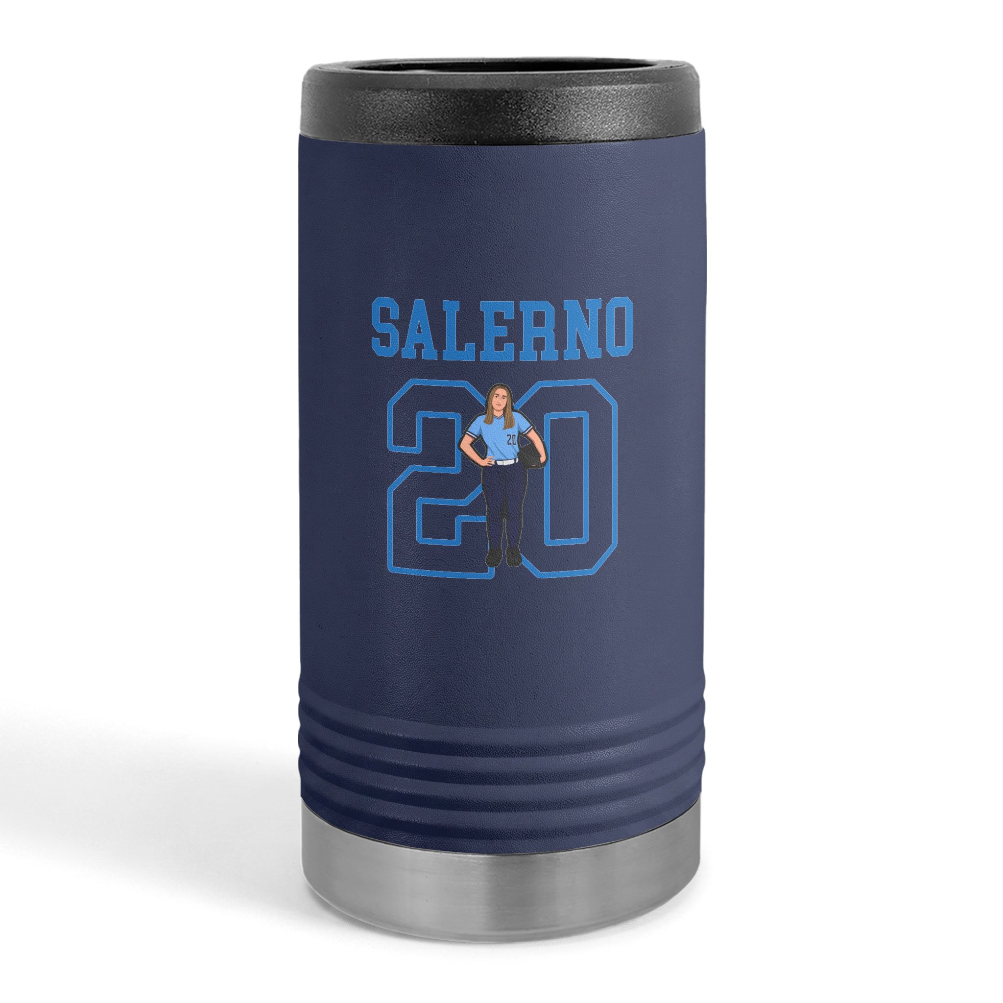 Slim Stainless Can Cooler — character_shirsey in Navy