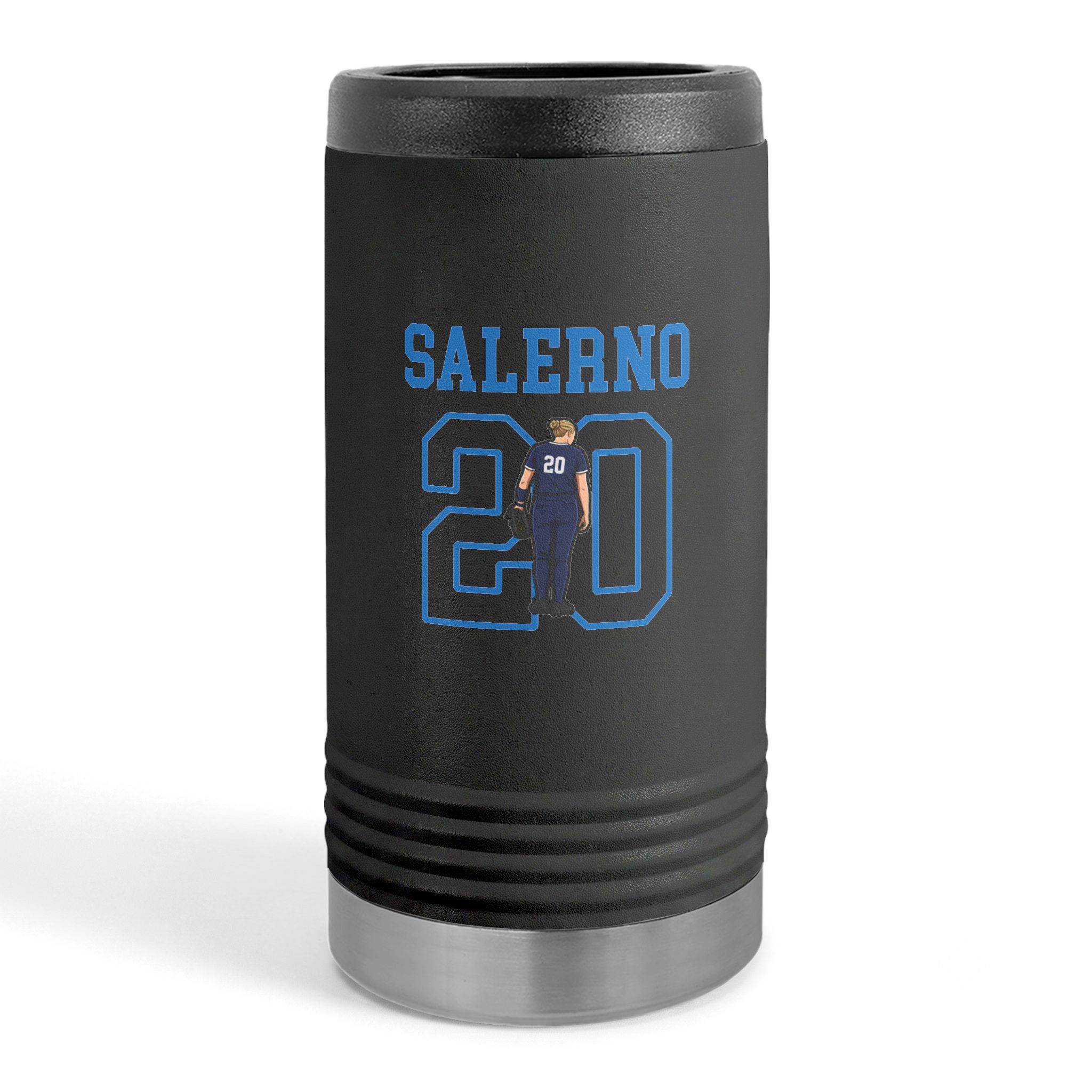 Slim Stainless Can Cooler — character_shirsey in Black