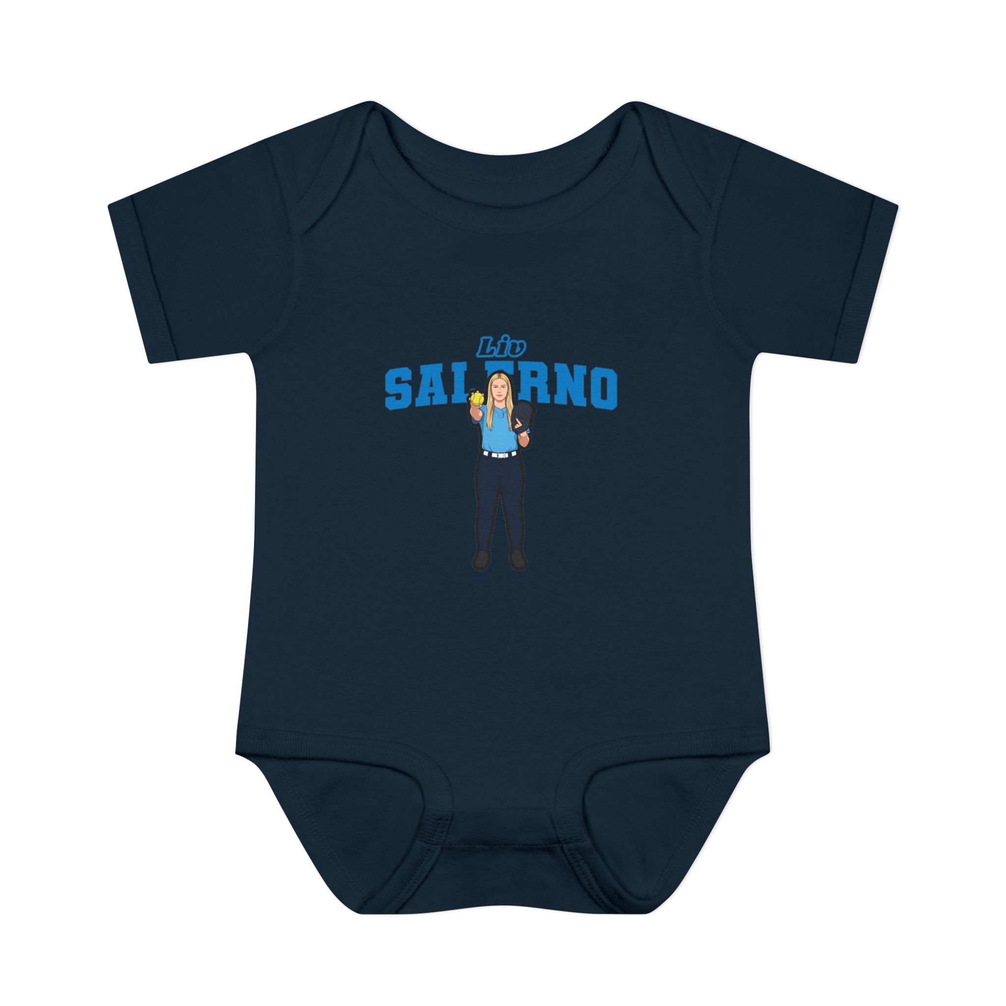 Baby Onesie — character_name_arch in Navy