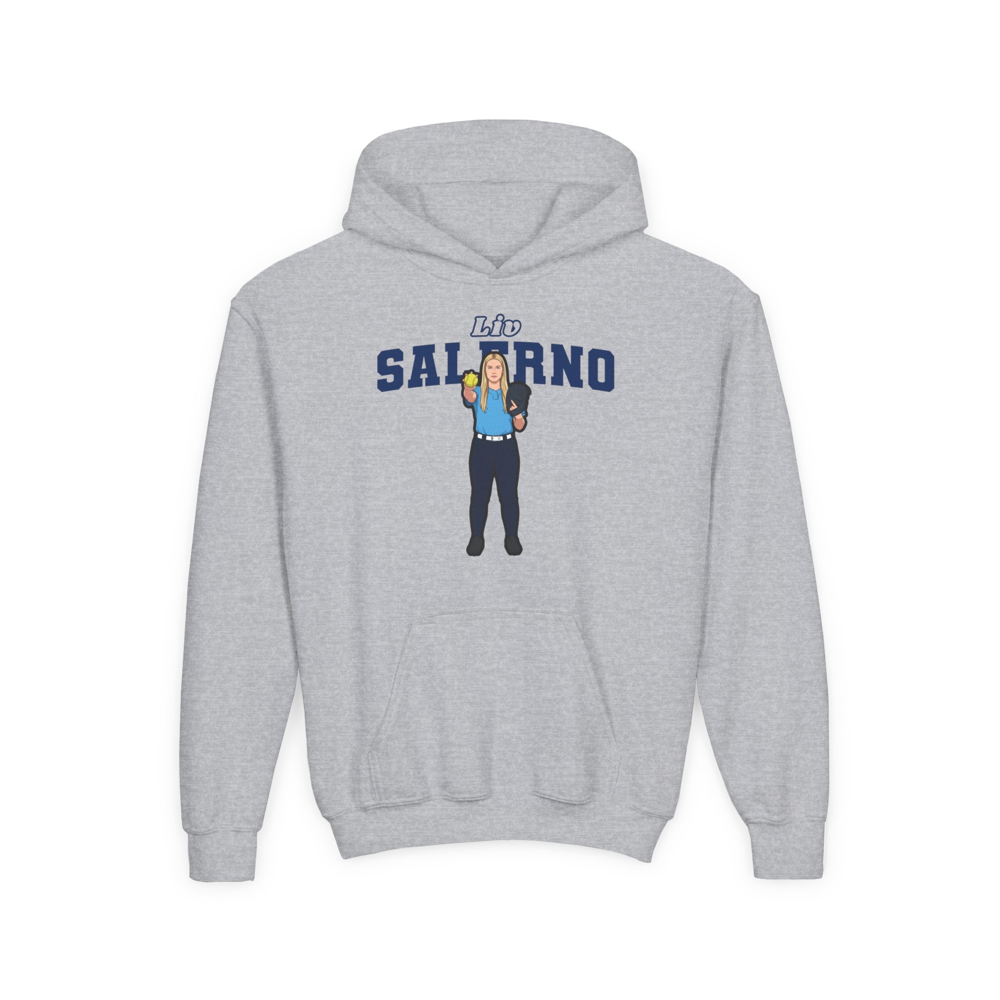 Youth Hoodie — character_name_arch in Grey
