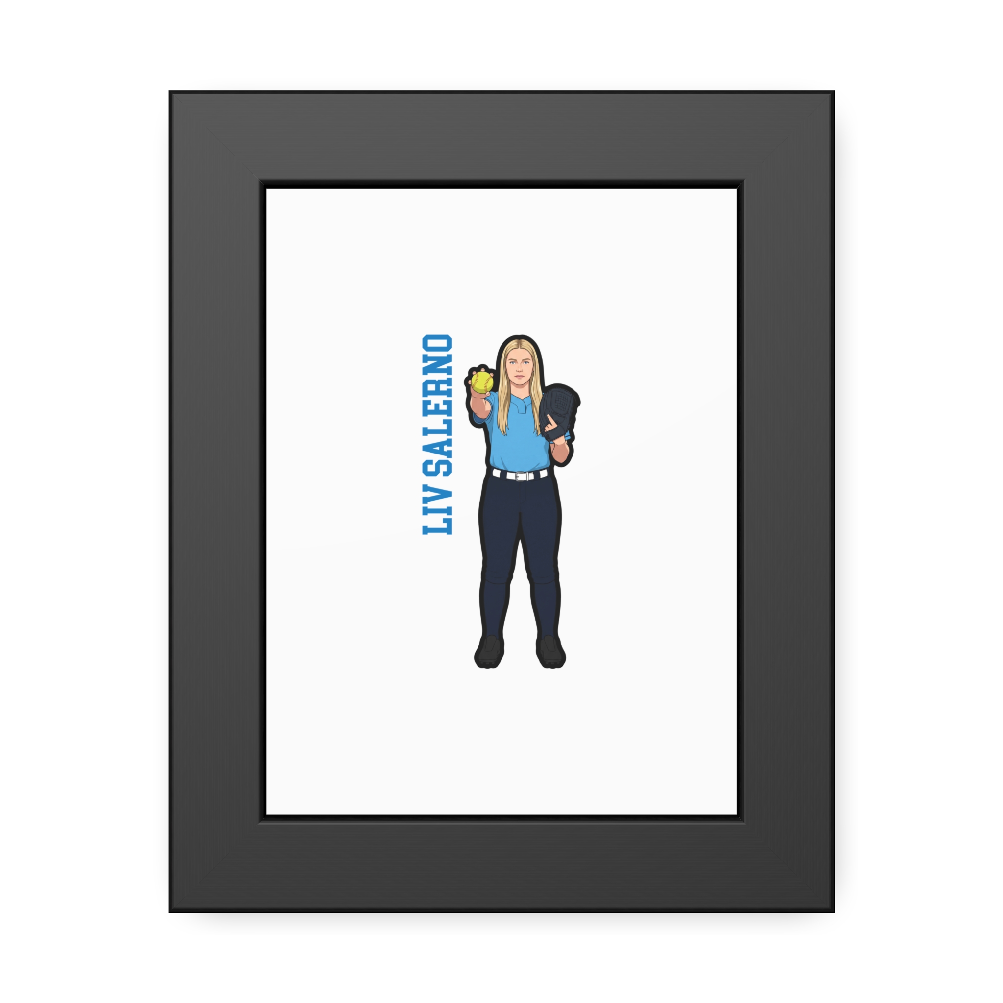 Framed Poster — character_name_vertical in Black