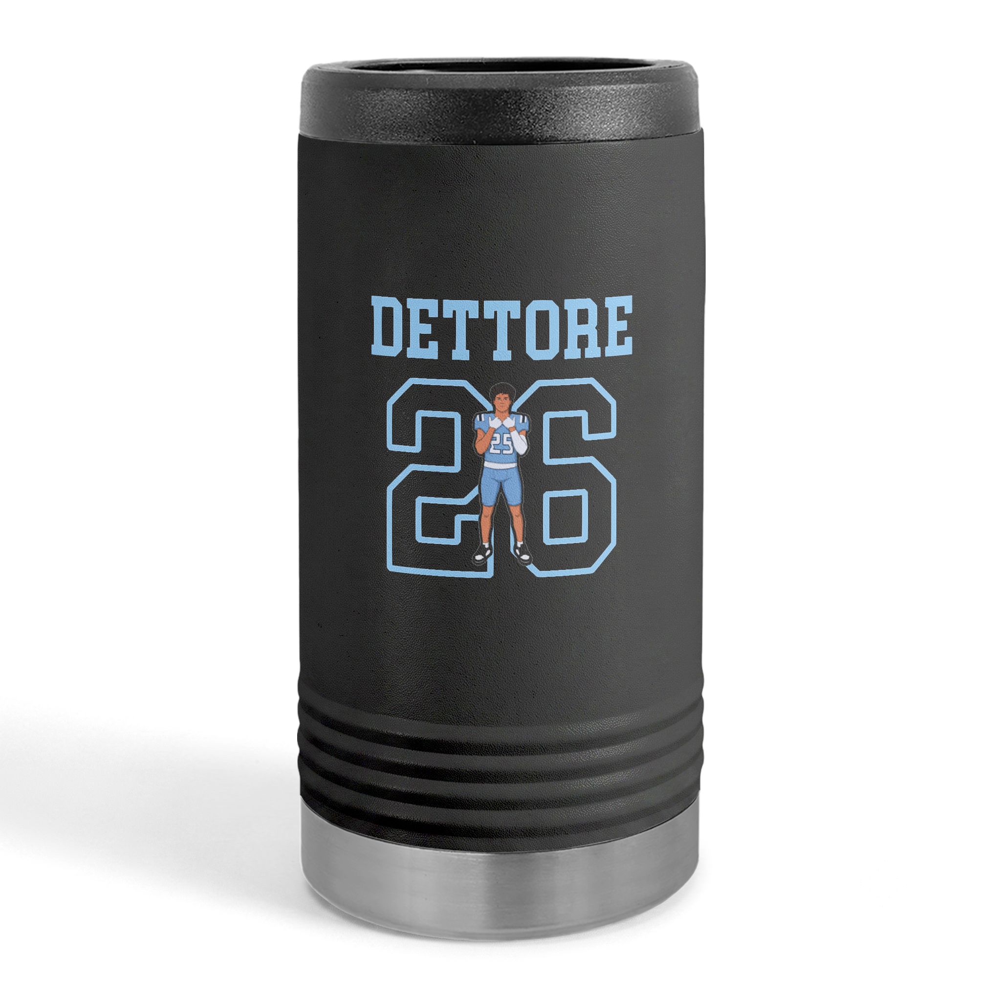 Slim Stainless Can Cooler — character_shirsey in Black