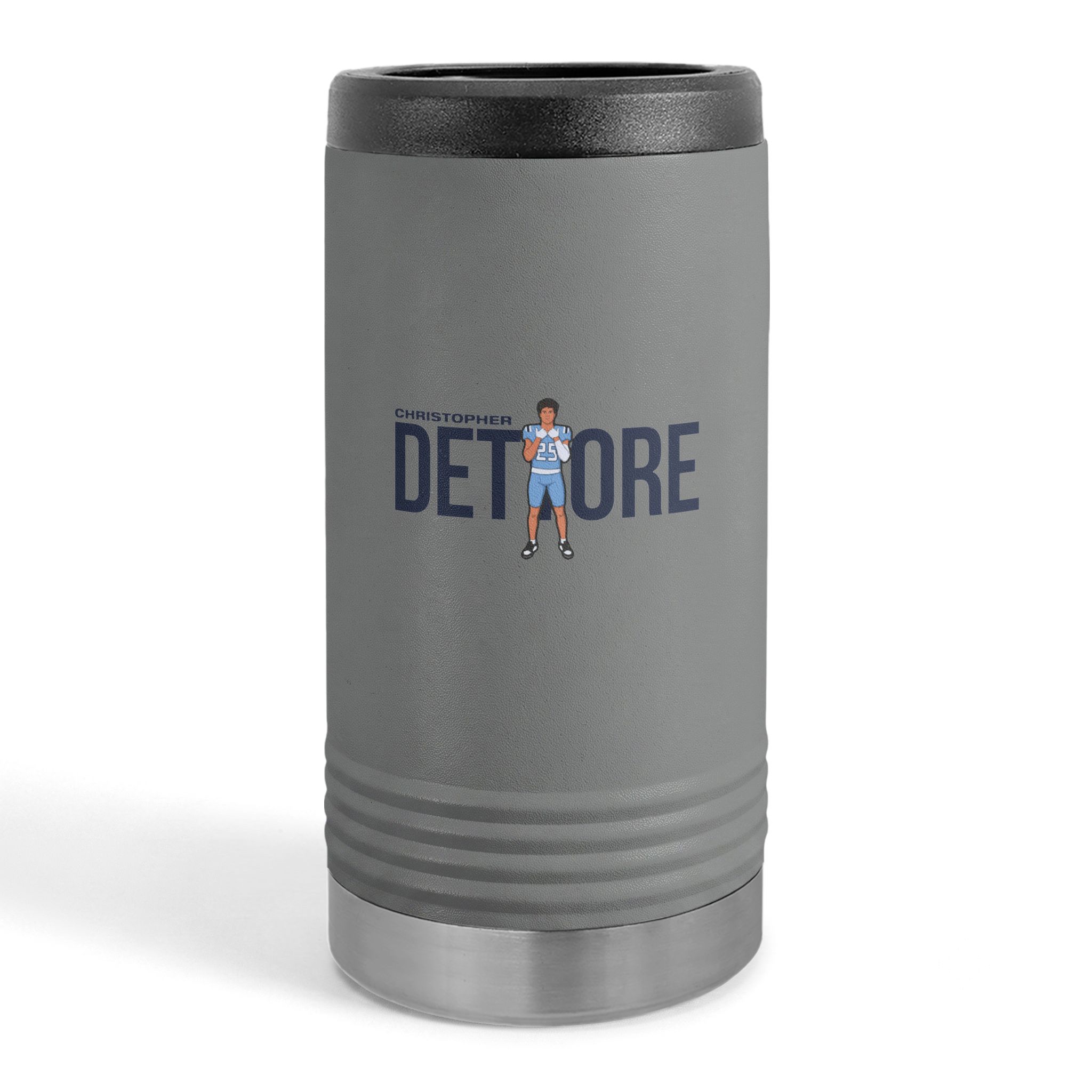Slim Stainless Can Cooler — character_player_name in Grey
