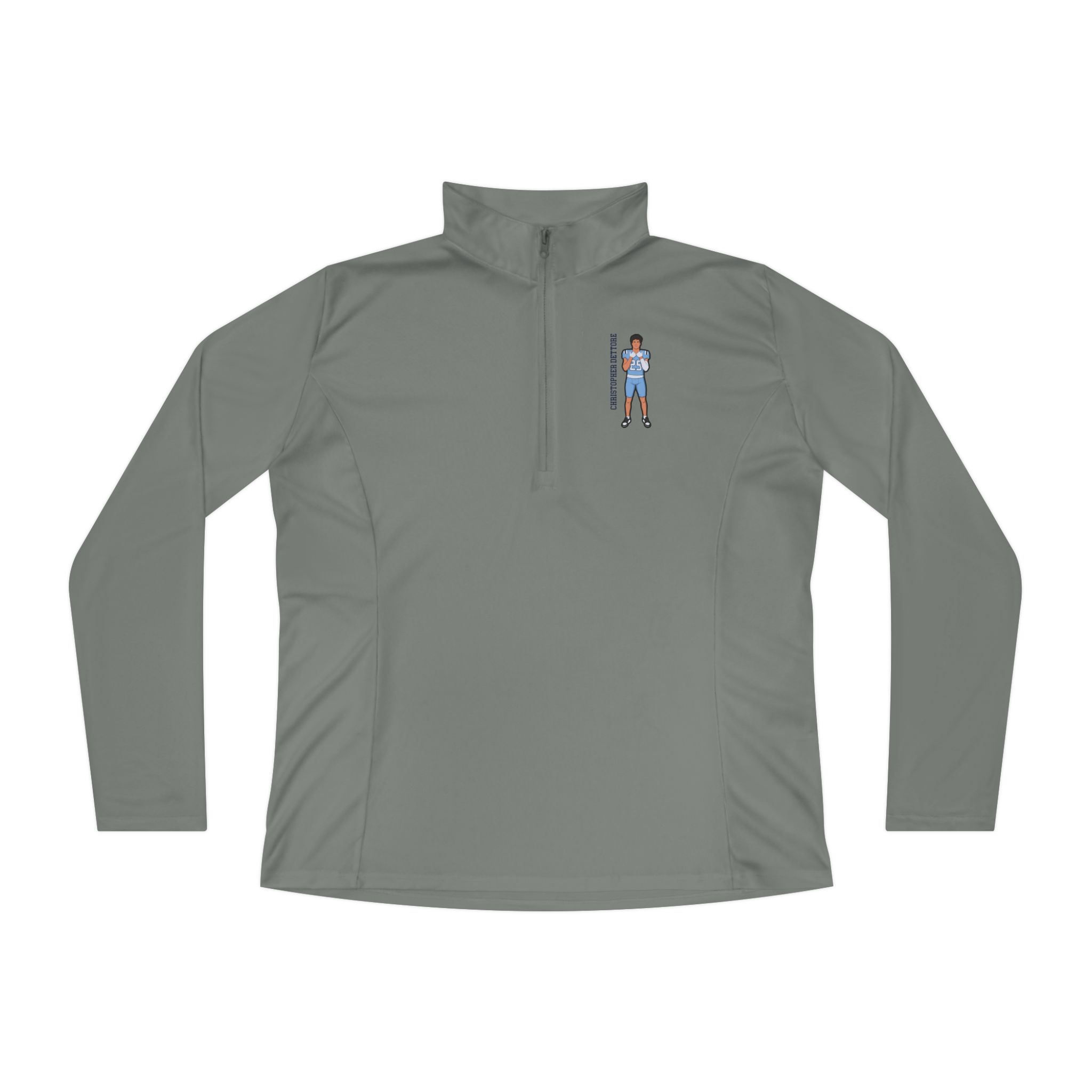 Women's Q-Zip Pullover — character_name_vertical in Grey