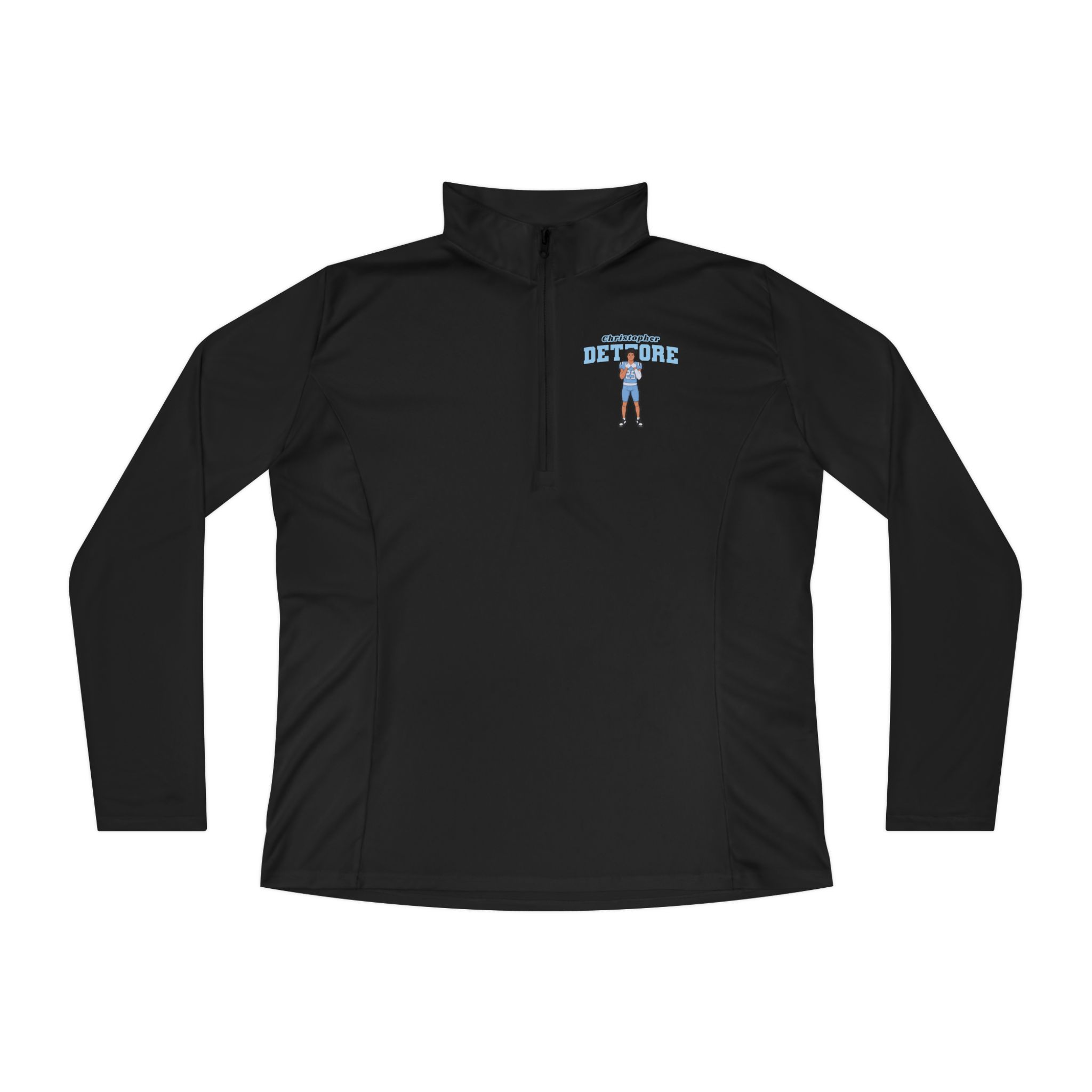 Women's Q-Zip Pullover — character_name_arch in Black