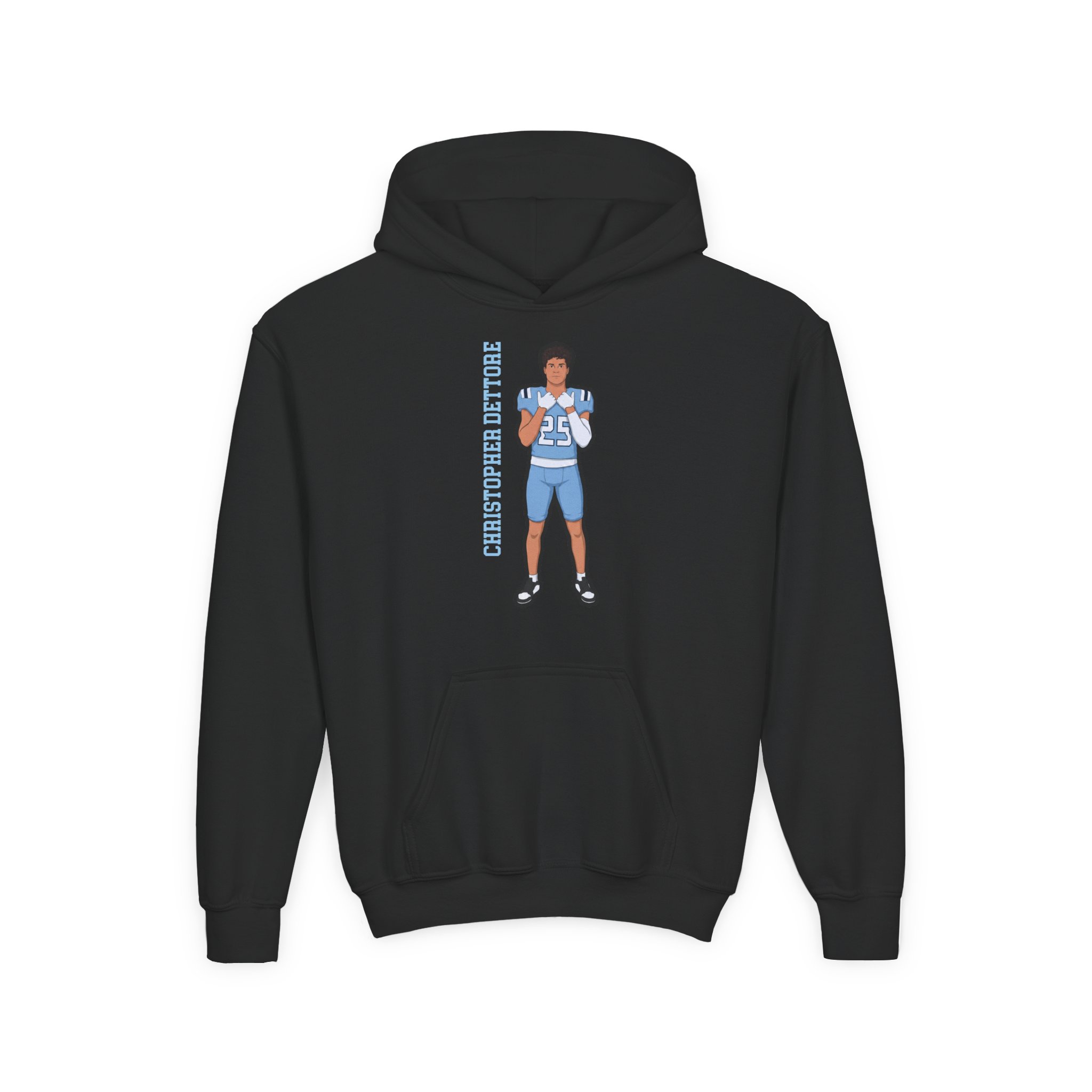 Youth Hoodie — character_name_vertical in Black