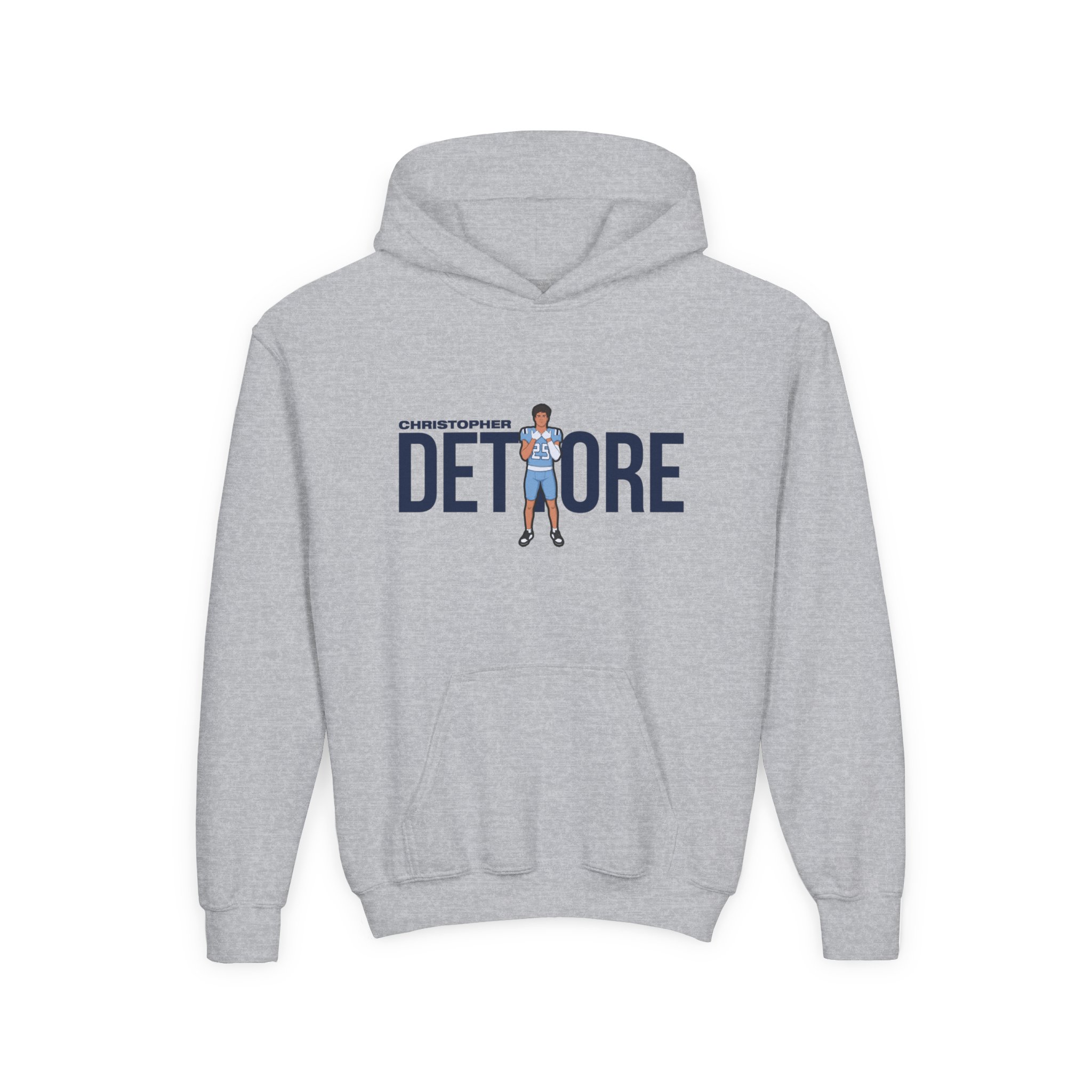 Youth Hoodie — character_player_name in Grey