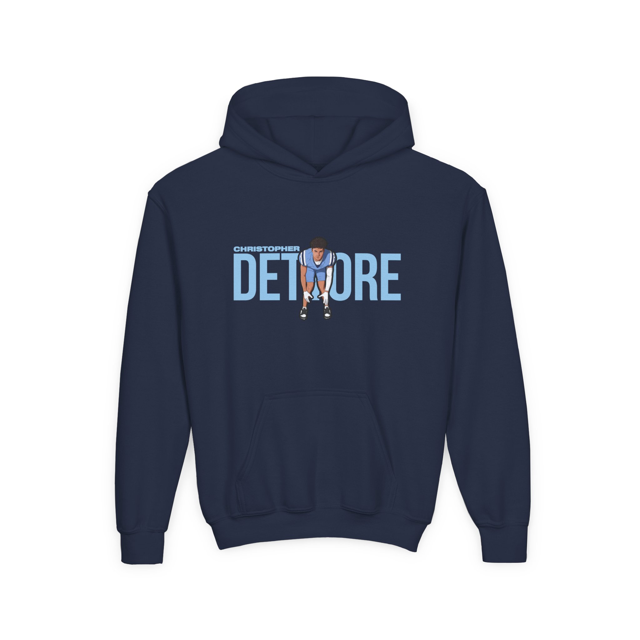 Youth Hoodie — character_player_name in Navy