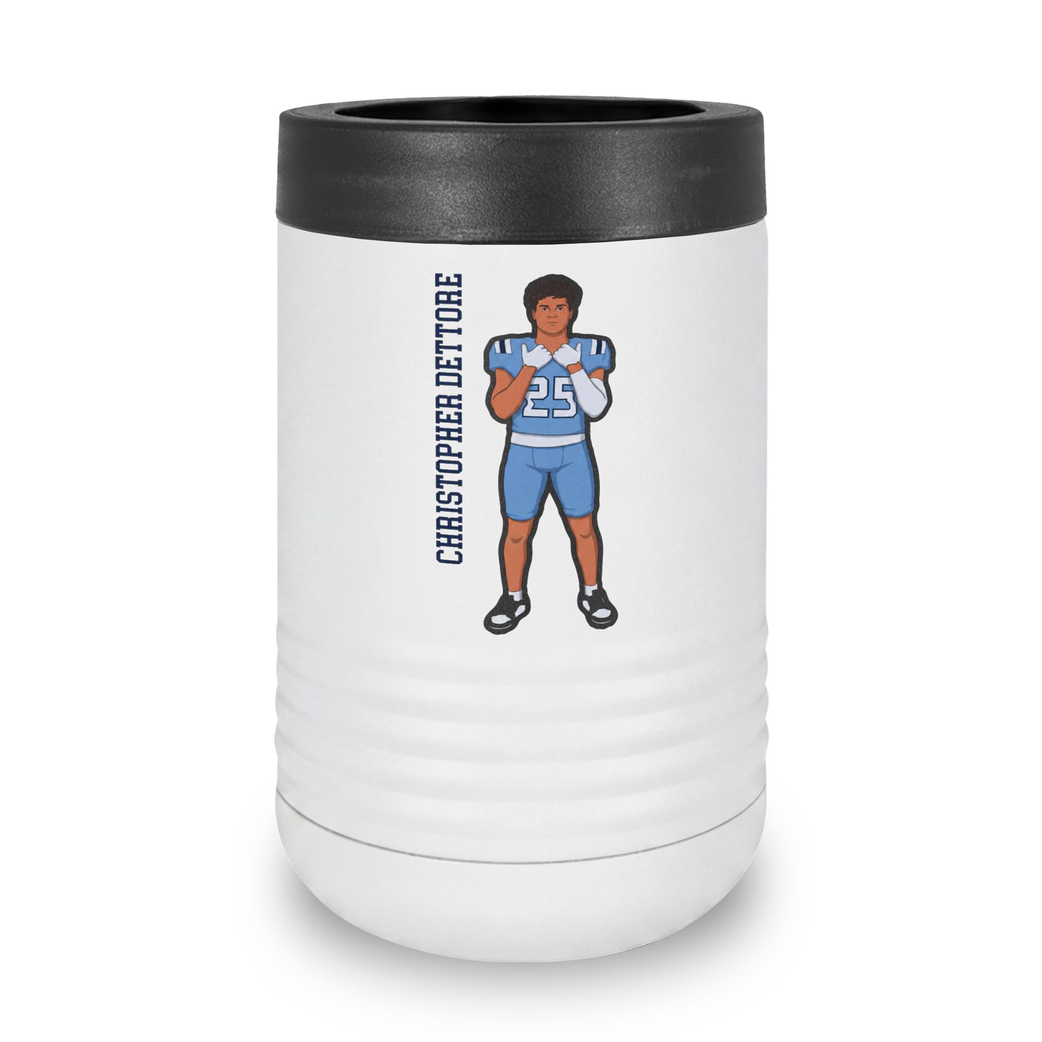 Stainless Can Cooler — character_name_vertical in White