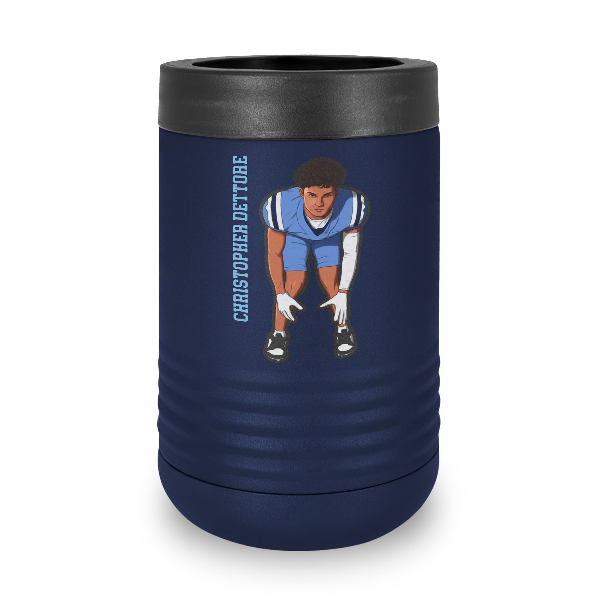 Stainless Can Cooler — character_name_vertical in Navy
