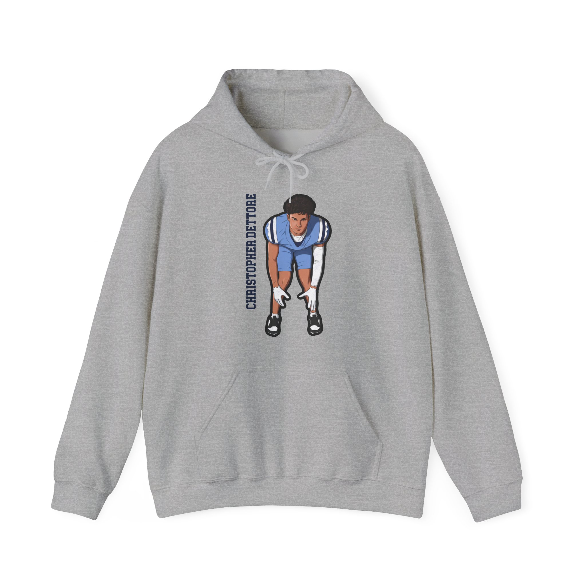 Hoodie — character_name_vertical in Grey